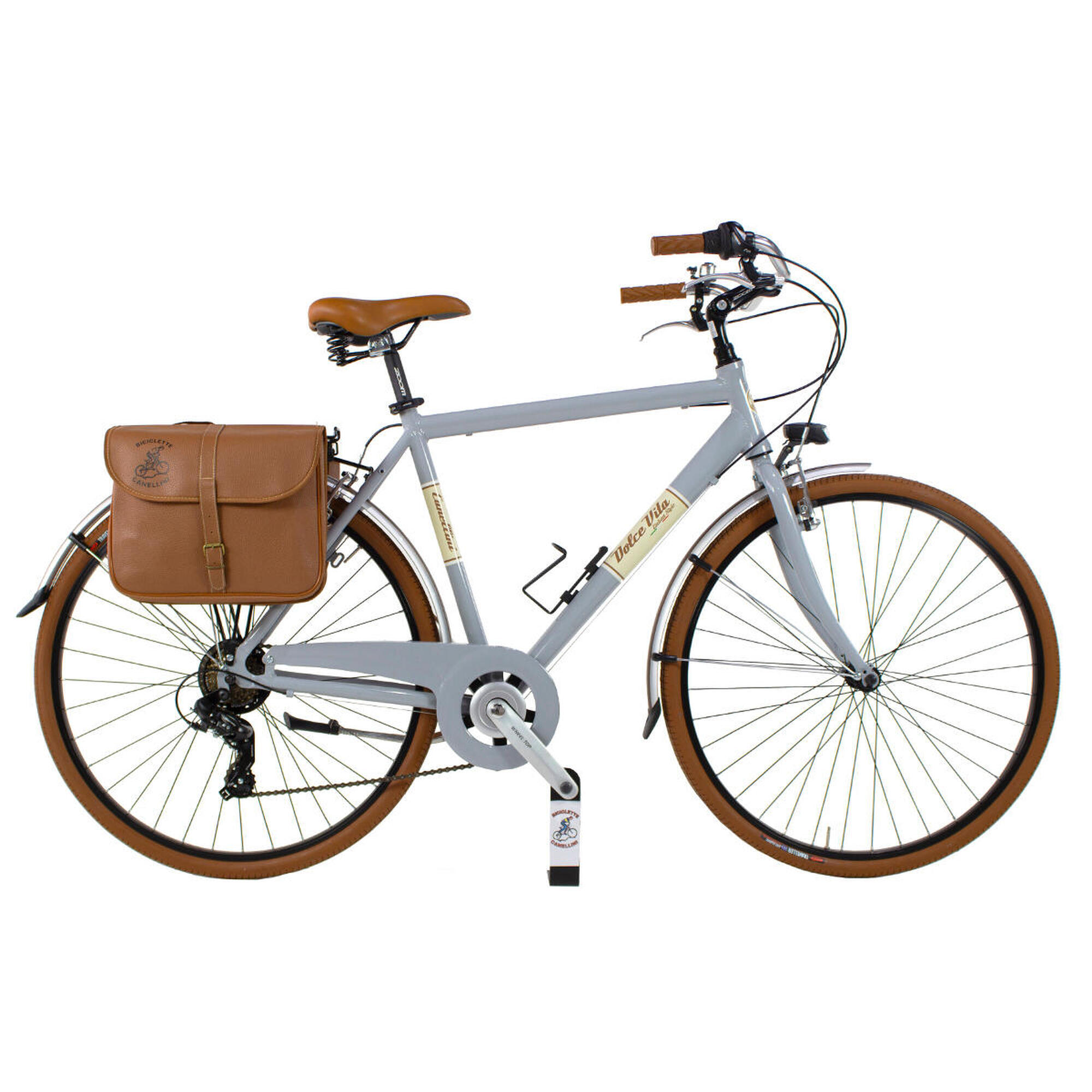 Rower miejski Dolce Vita by Canellini mężczyzn z torbami - Szary