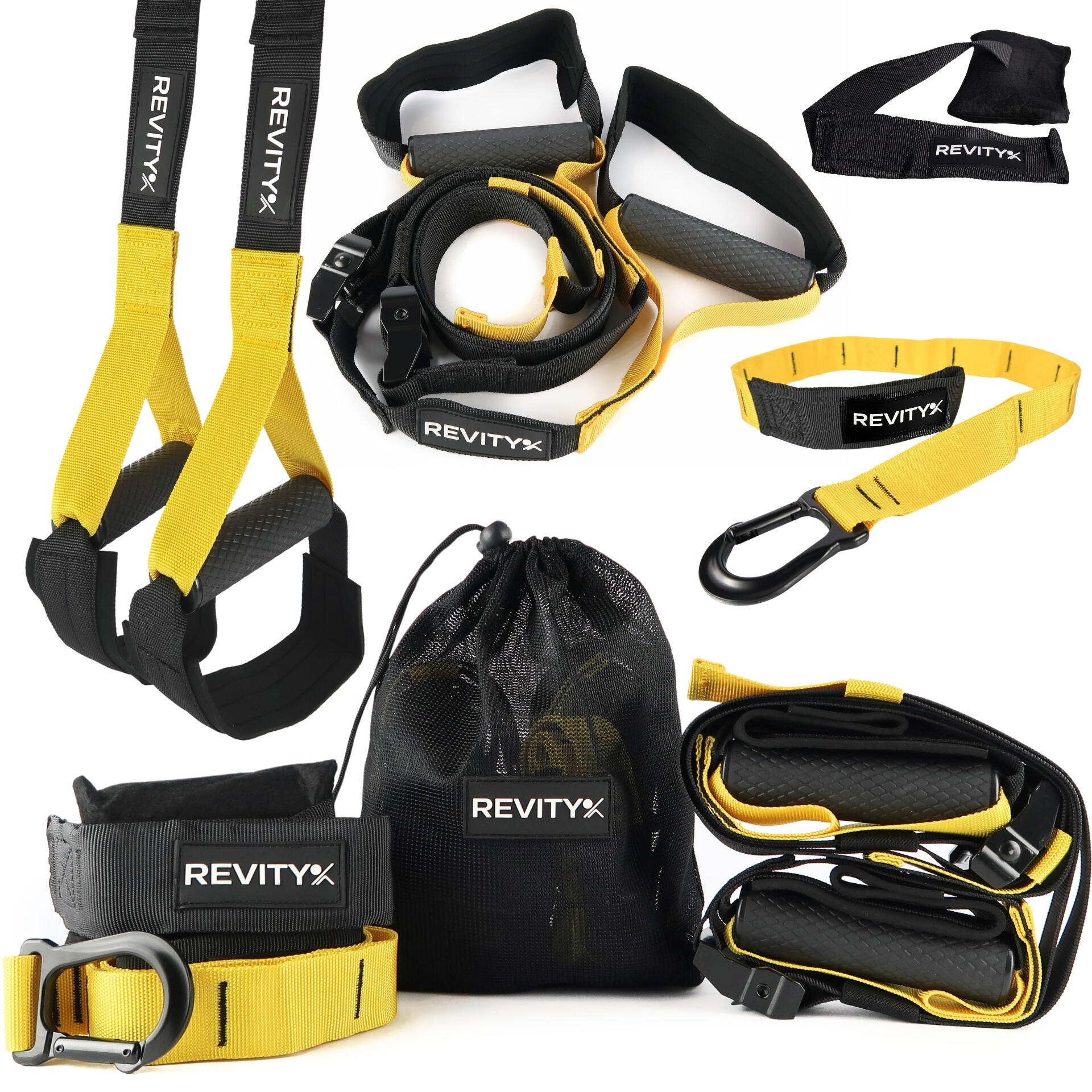 Taśmy do ćwiczeń Cross Gravity Trainer podwieszane pasy treningowe żółty-czarny