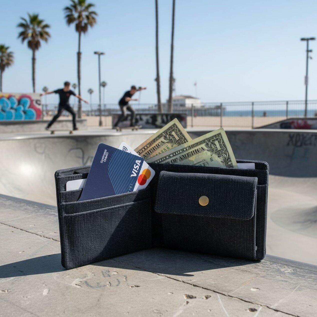 Portfel z płótna z blokadą RFID czarny