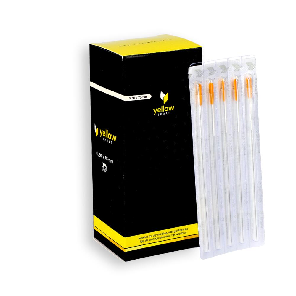 Igły do suchego igłowania z prowadnicą - yellowSTING, 0,30 x 75mm
