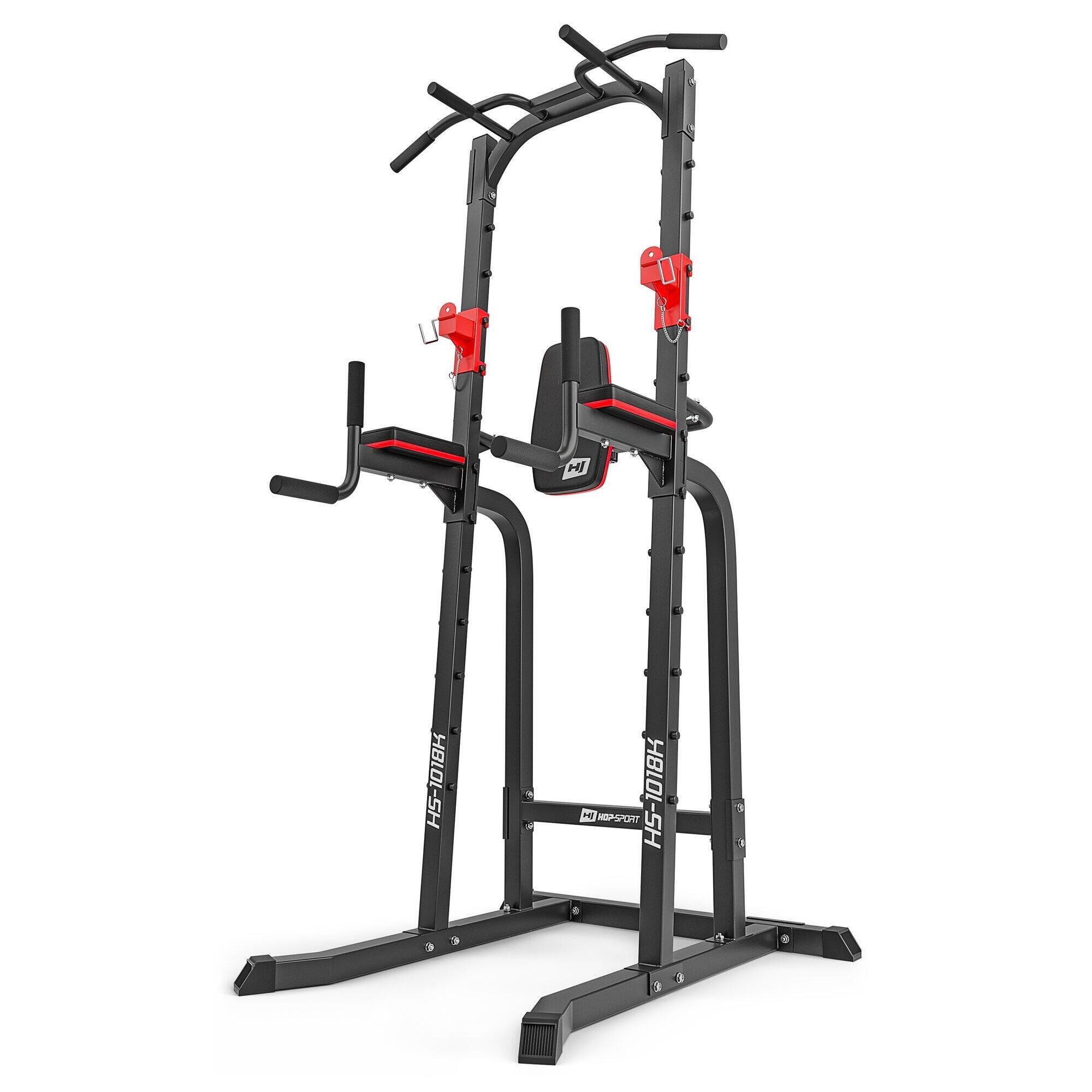 Poręcze treningowe z drążkiem i uchwytami pod sztangę Hop-Sport HS-1018K