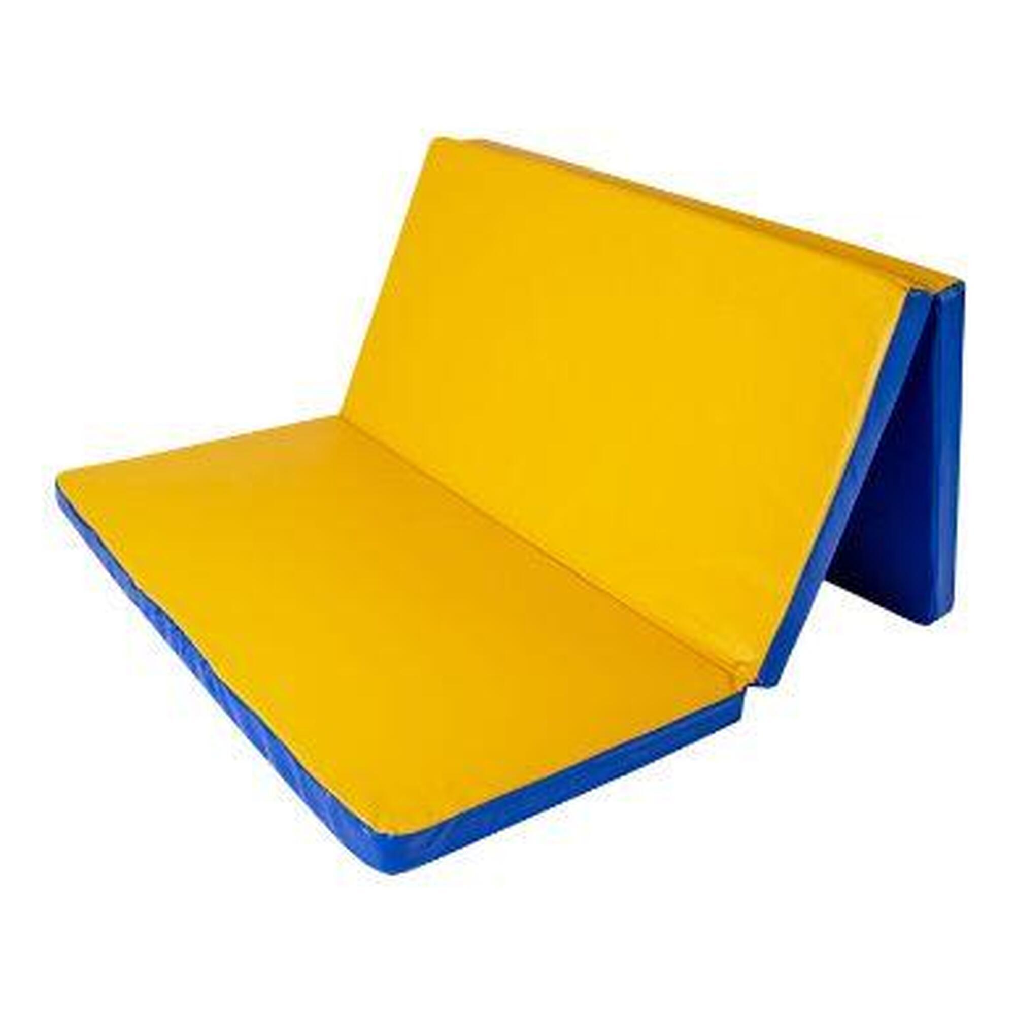 Materac Gimnastyczny Gamma 150X100X10 Trzyczęściowy Niebiesko-Żółty