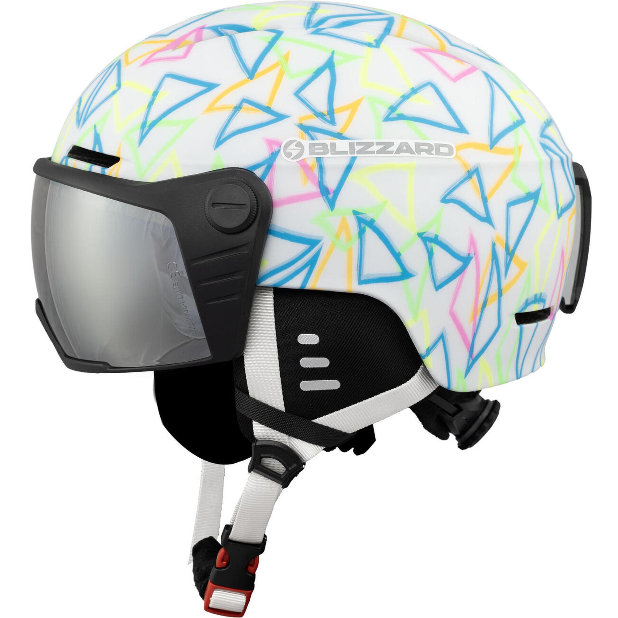 Kask narciarski juniorski Blizzard Flash Visor Junior white/multicolor