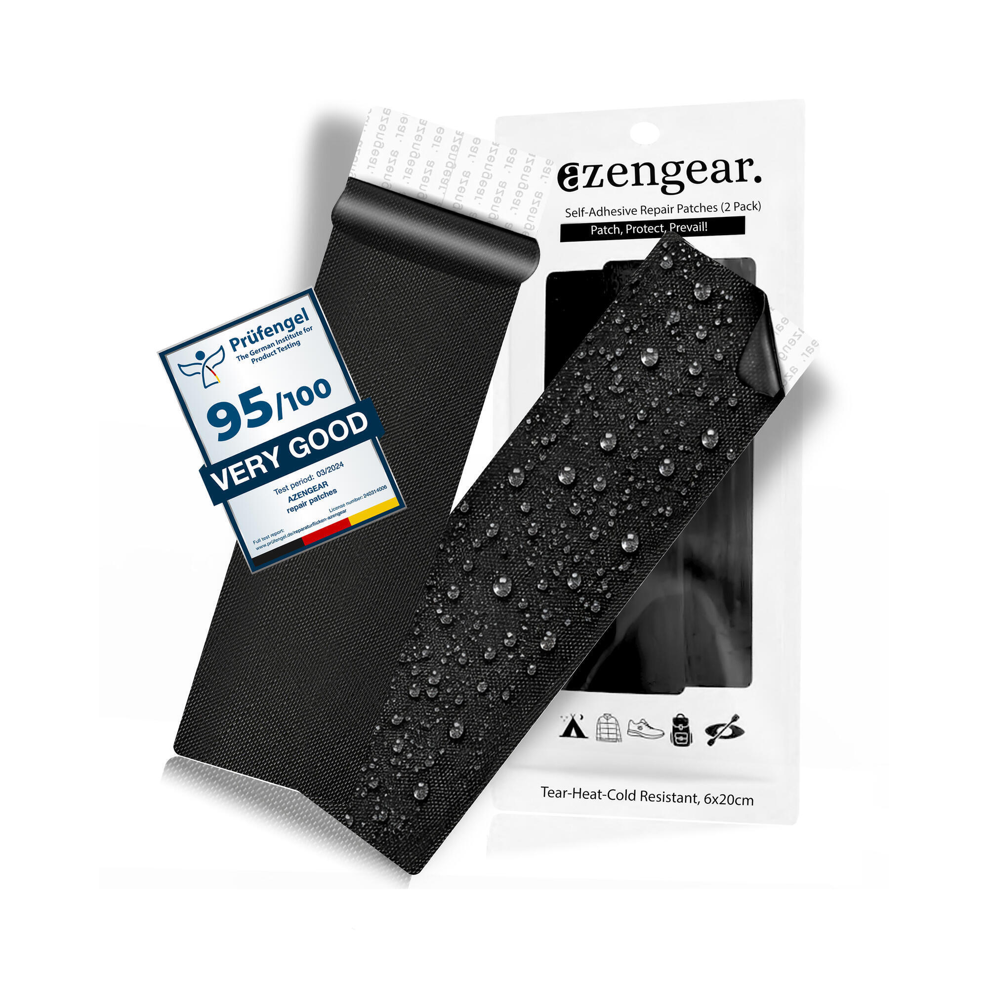 Łaty Naprawcze (2 szt.) Samoprzylepne, Wodoodporne (Czarne, 6x20cm)