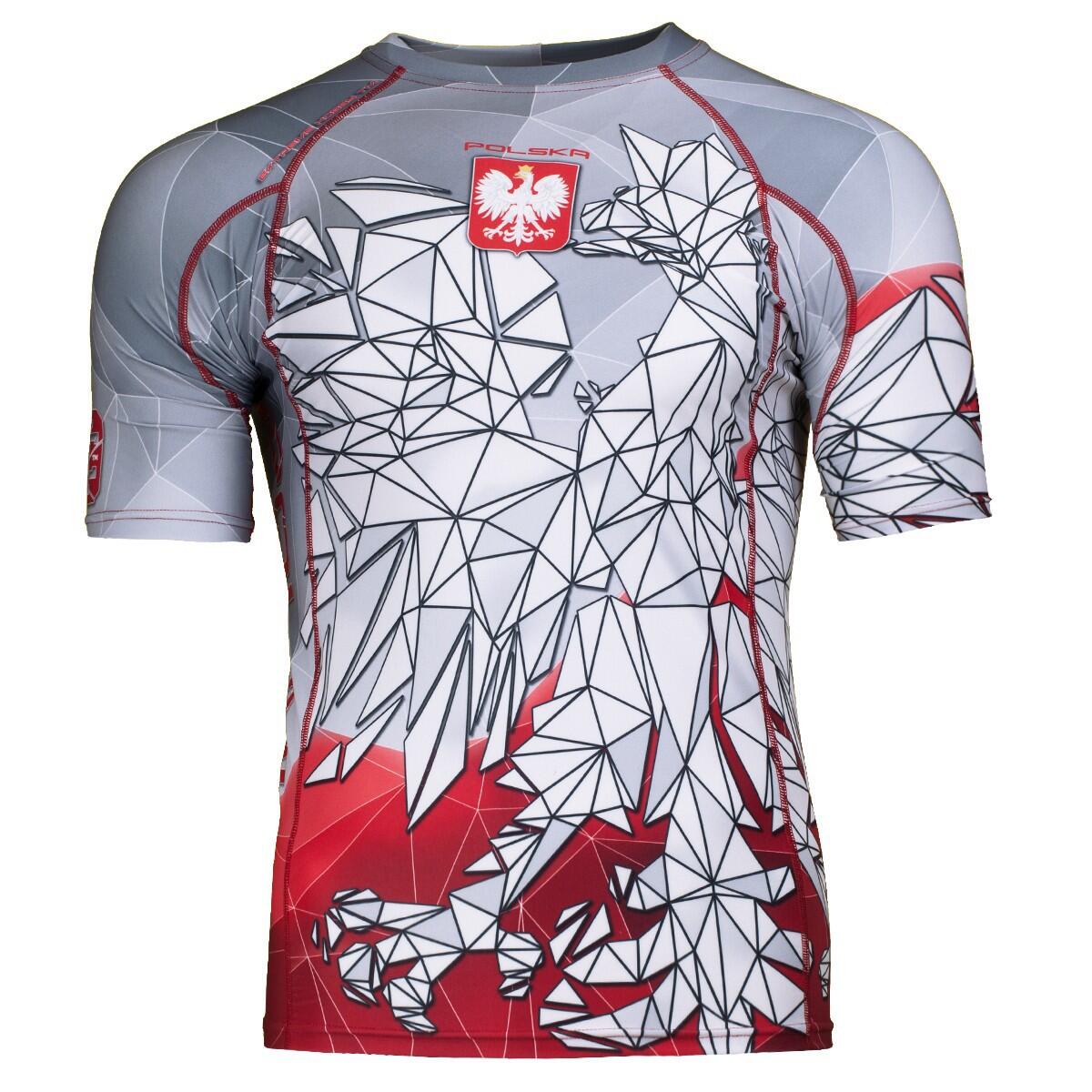 Koszulka Męska Rashguard MMA na Siłownię EXTREME HOBBY POLSKA grey-red