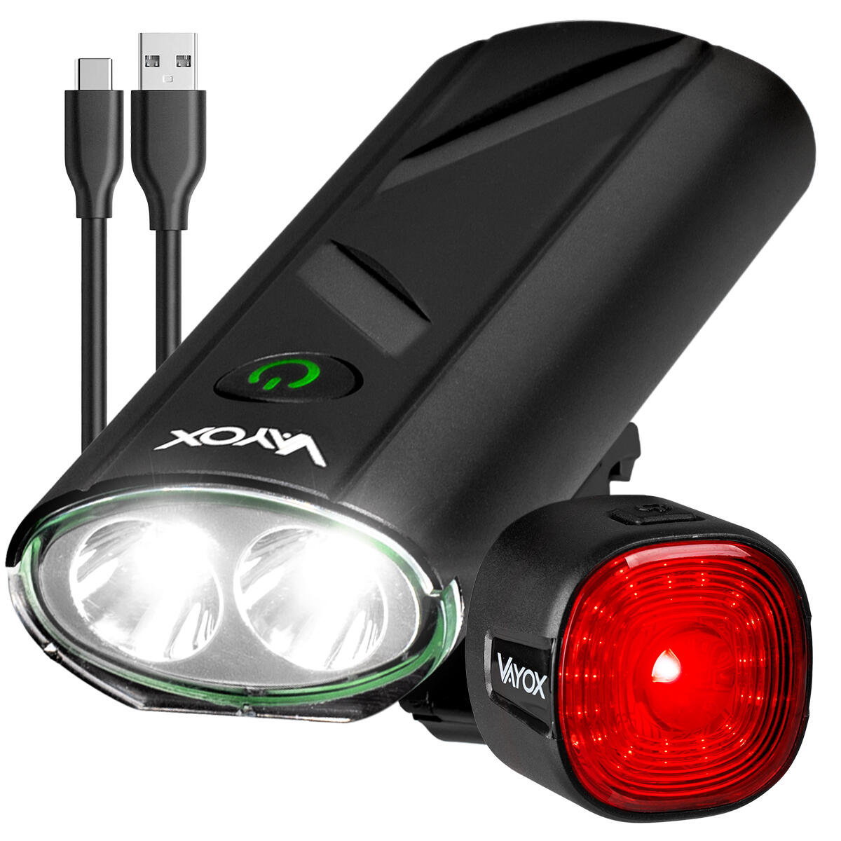 Zestaw lampek rowerowych VAYOX VA0111 + VA0156 przednia i tylna USB-C
