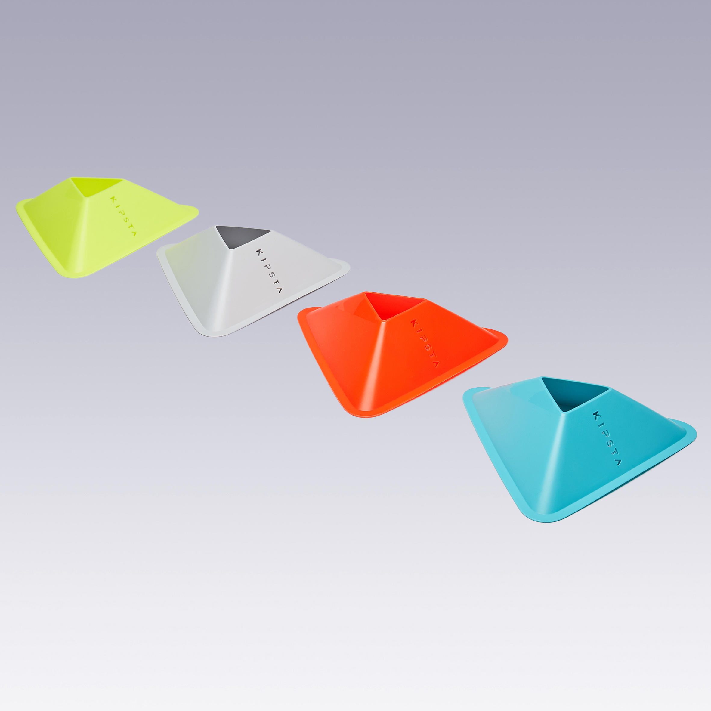 Zestaw 40 pachołków Essential 4 kolory (żółty, pomarańczowy, szary, niebieski)