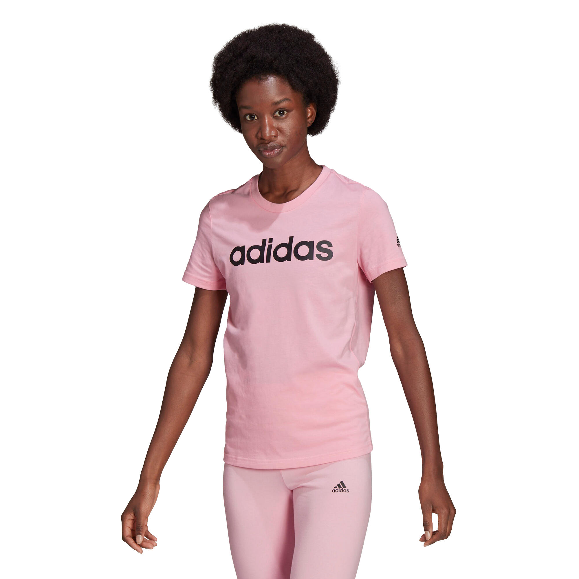 Koszulka z krótkim rękawem Damska Adidas Loungewear Essentials Slim Logo Różowy