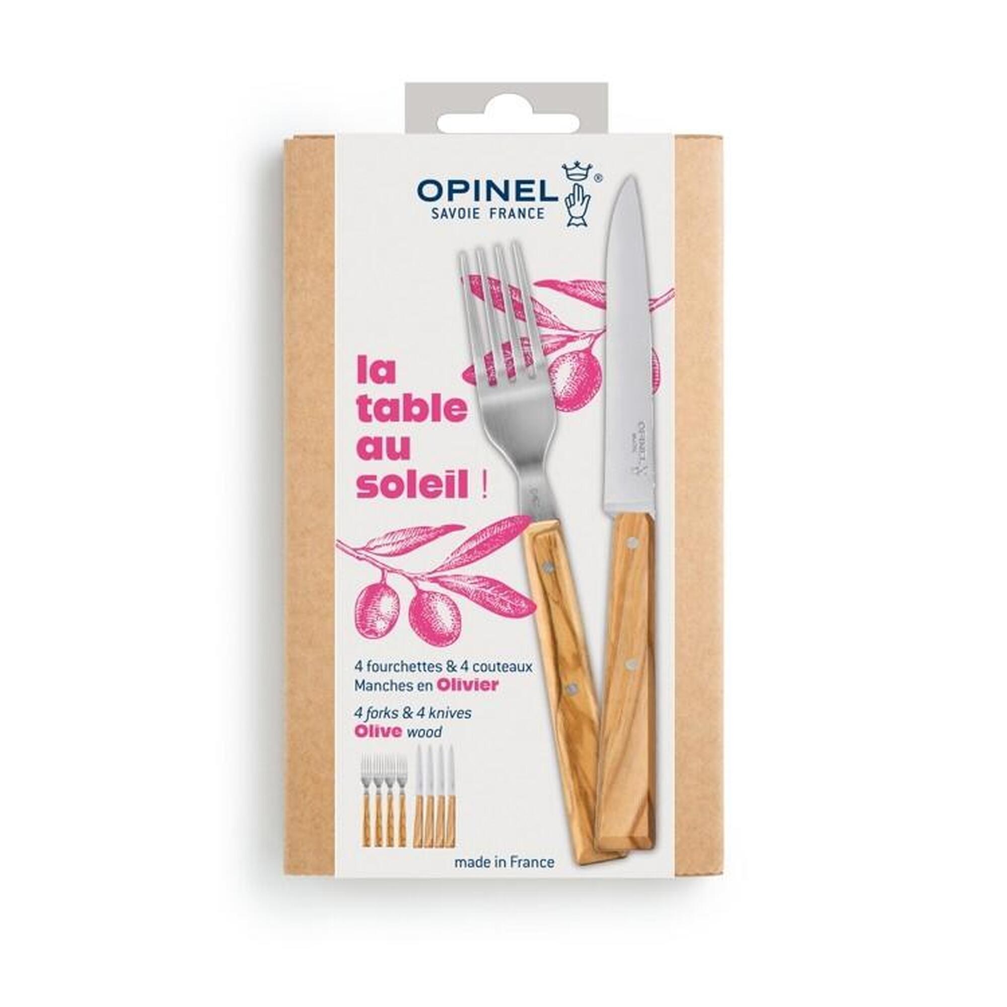 Zestaw 4 noży i widelców olive wood