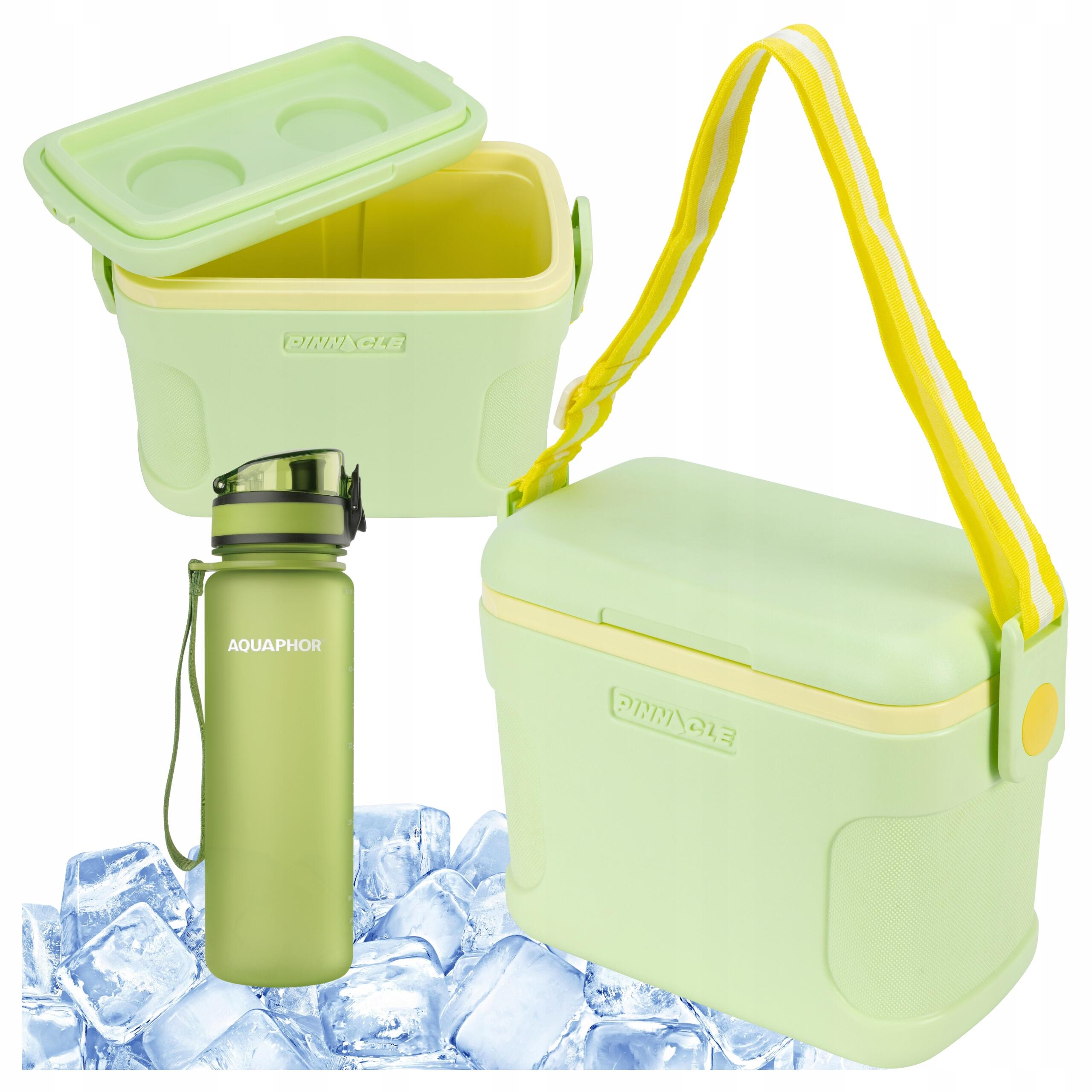 Lodówka Turystyczna Mała na Ramię 8L Zielona PINNACLE + Butelka Aquaphor