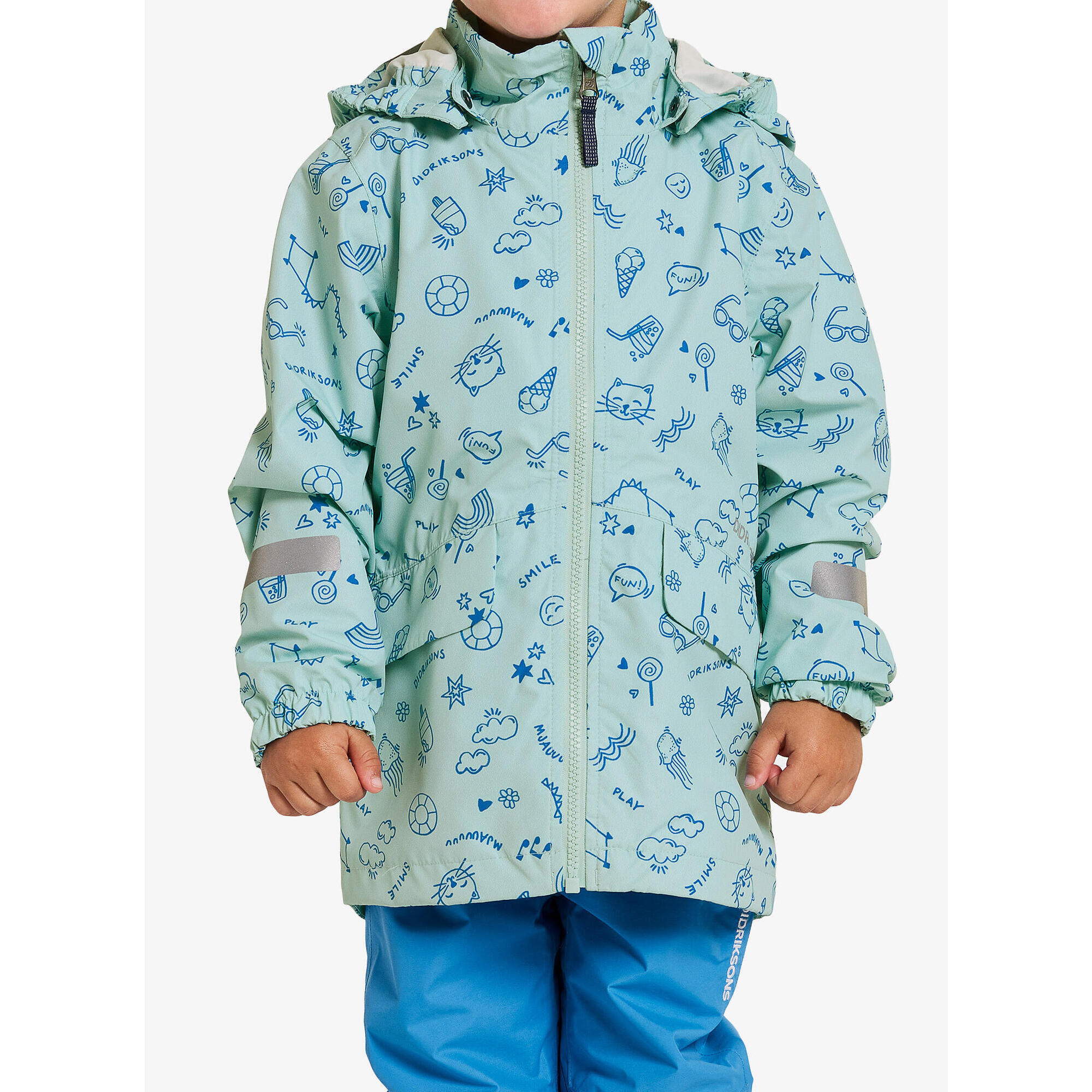 Kurtka dziecięca Didriksons Norma Print Jacket 3 - doodle pale mint 110 cm