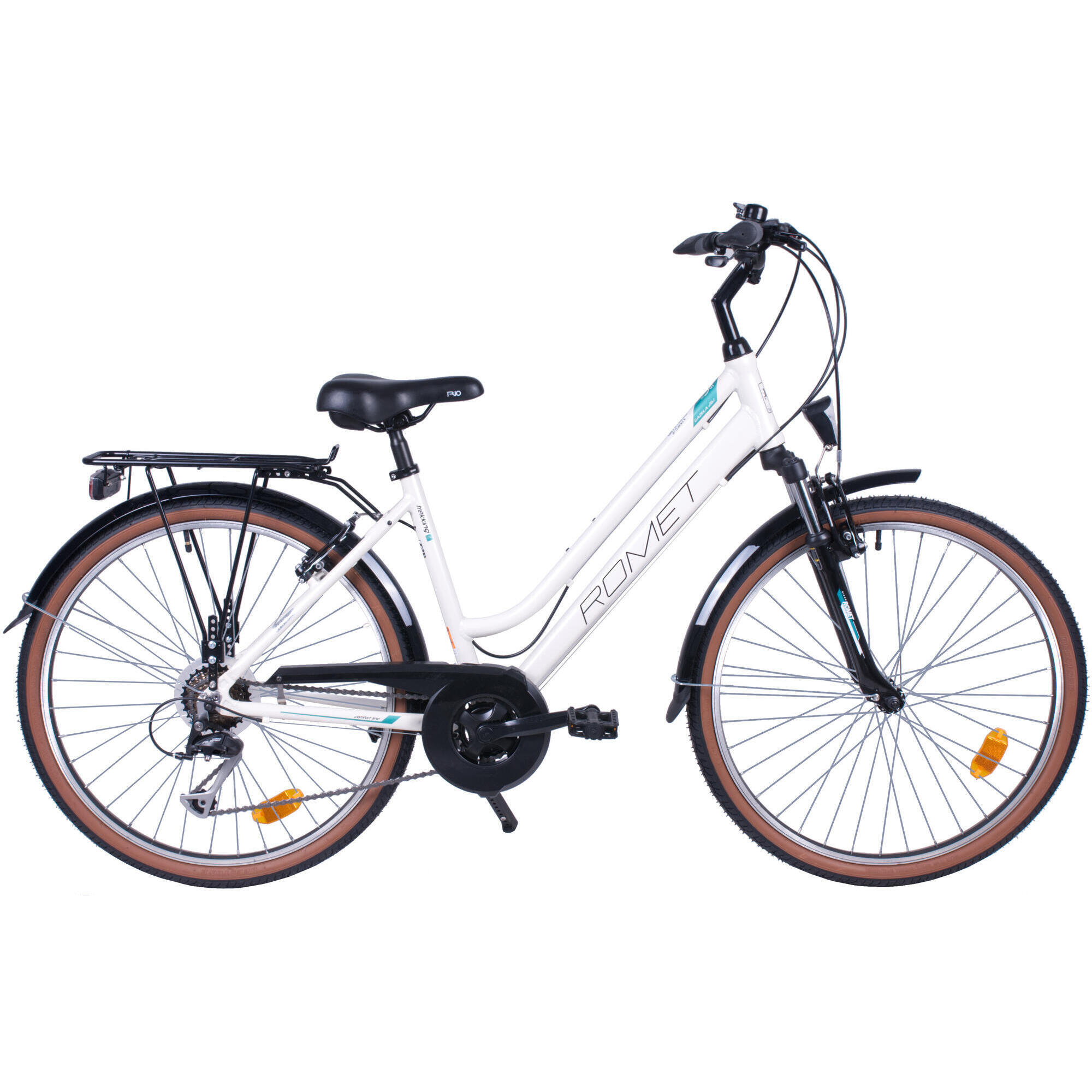 Rower trekkingowy damski Romet Gazela 26 1 M(17") biało-turkusowy