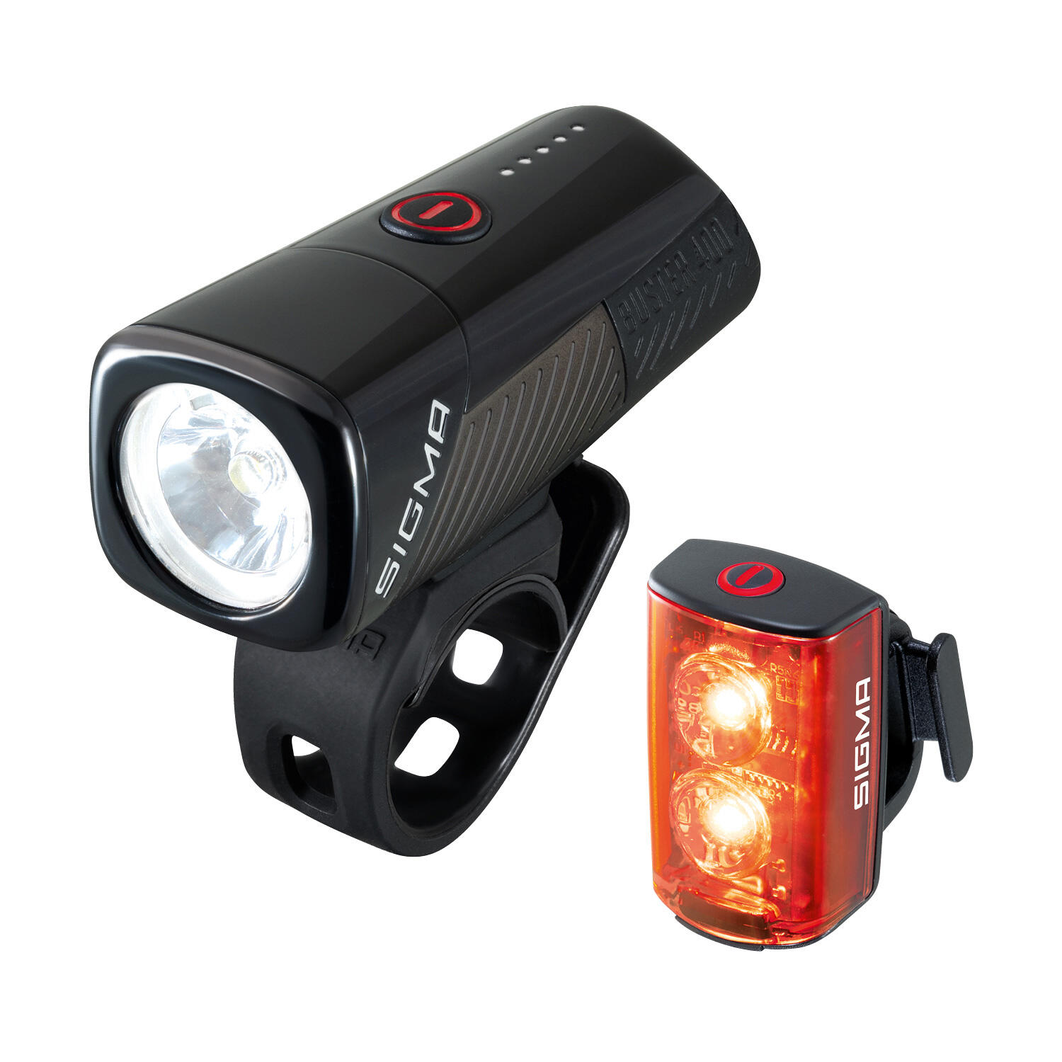 Zestaw oświetlenia rowerowego przód i tył Sigma Buster 400 - RL 80 Led USB