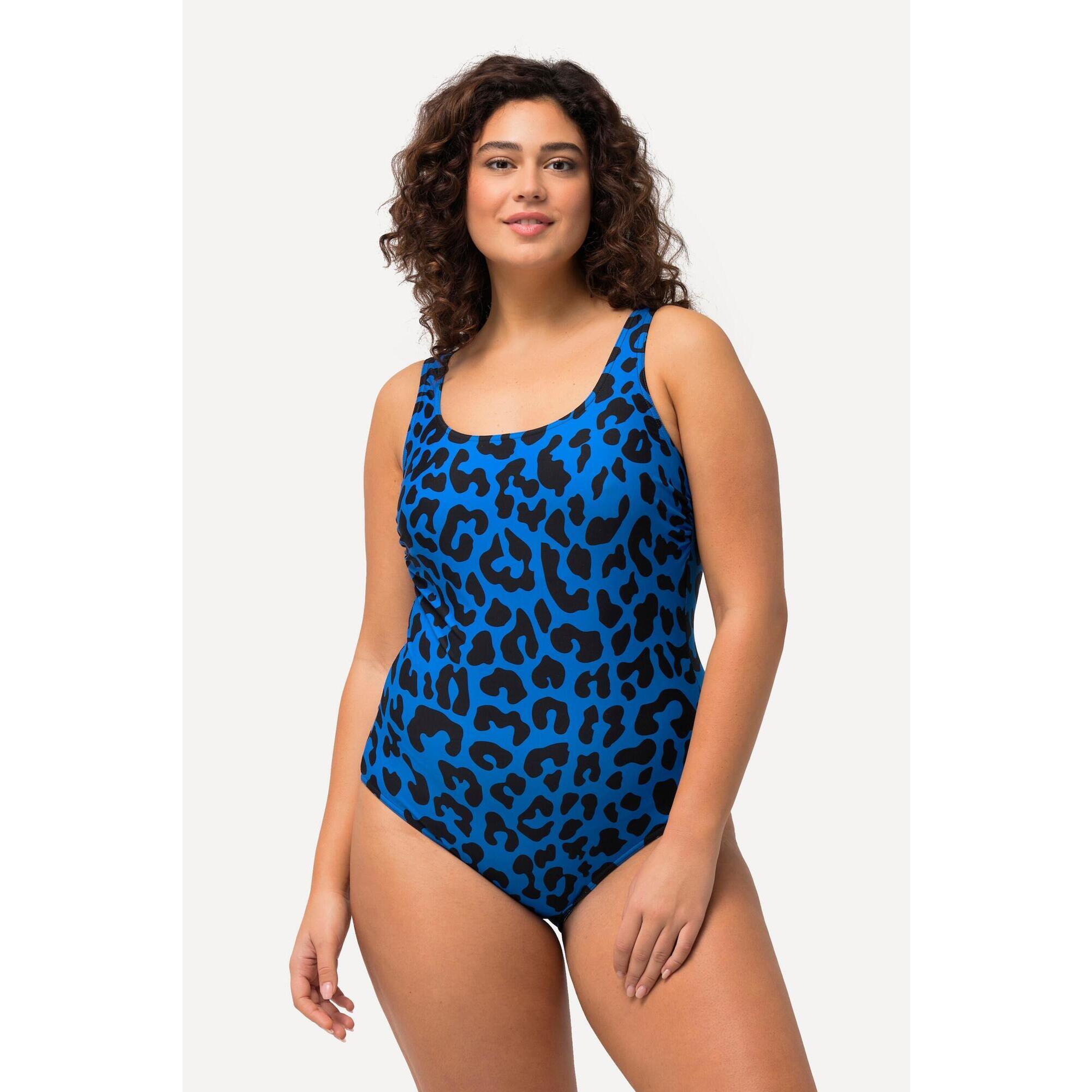 Damskie Strój kąpielowy wzór w panterkę bez miękkich miseczek okrągły dekolt