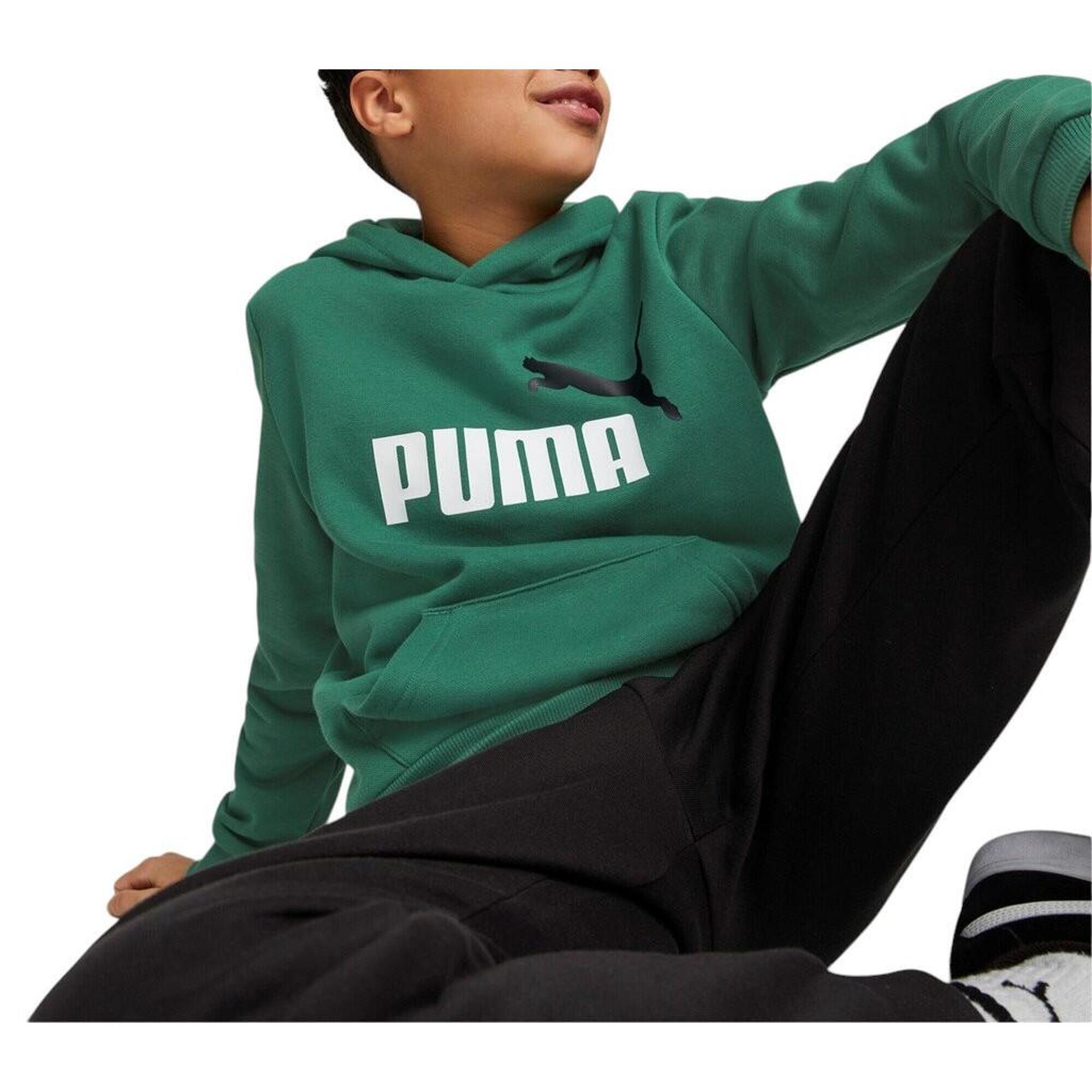 Bluza Dziecięca Sportowa Z Kapturem Bawełniana Zielona Puma Ess+