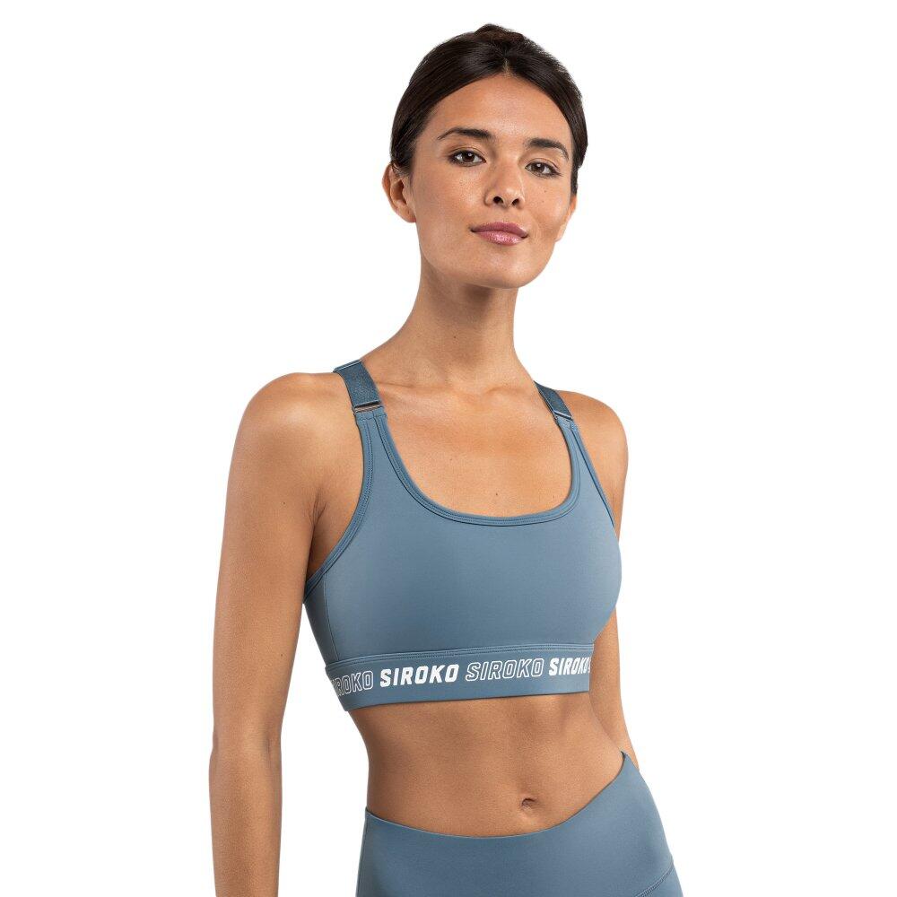 Stanik sportowy fitness damski - Wysokie wsparcie Cardio Blue
