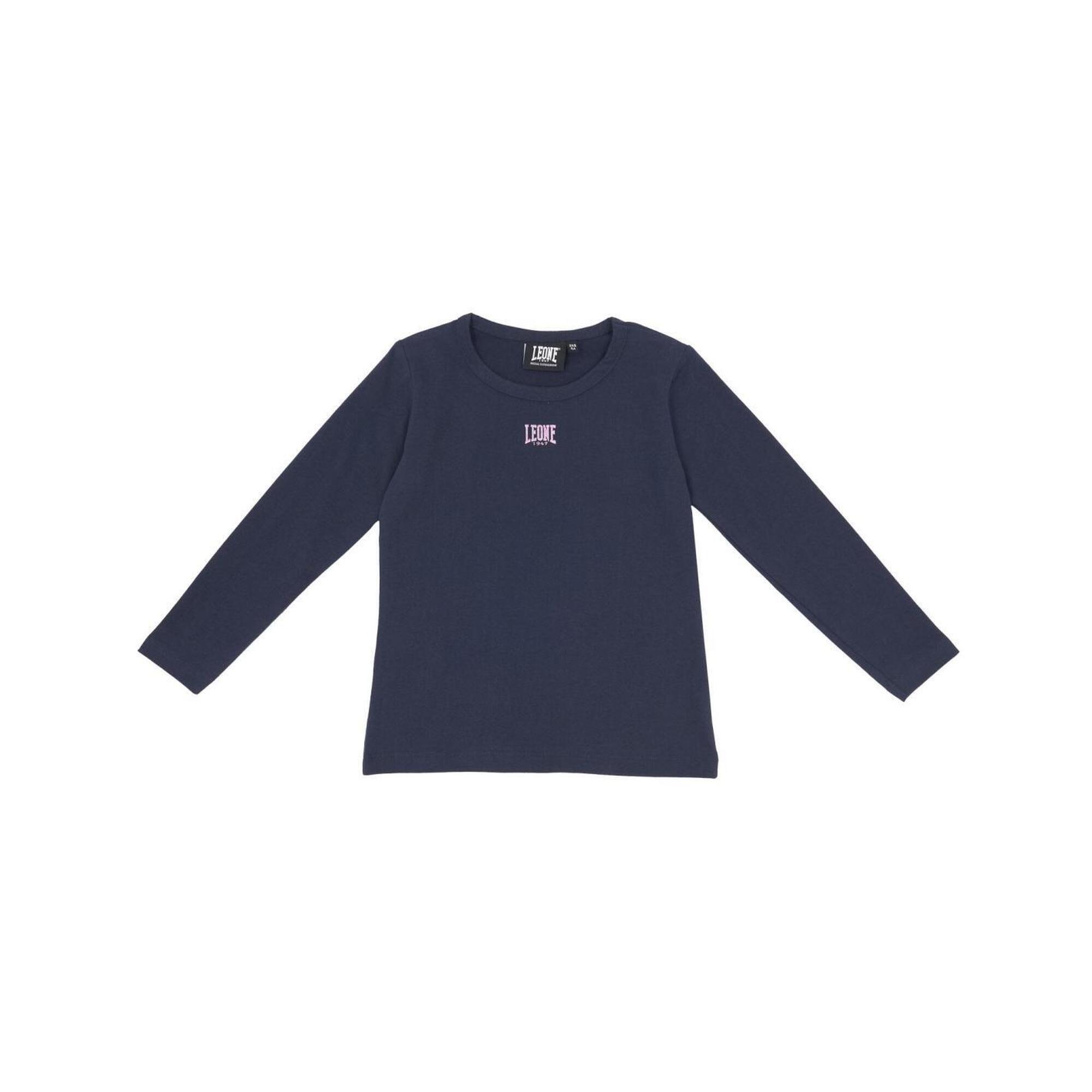 Dziewczęcy T-shirt z długim rękawem i małym logo Basic