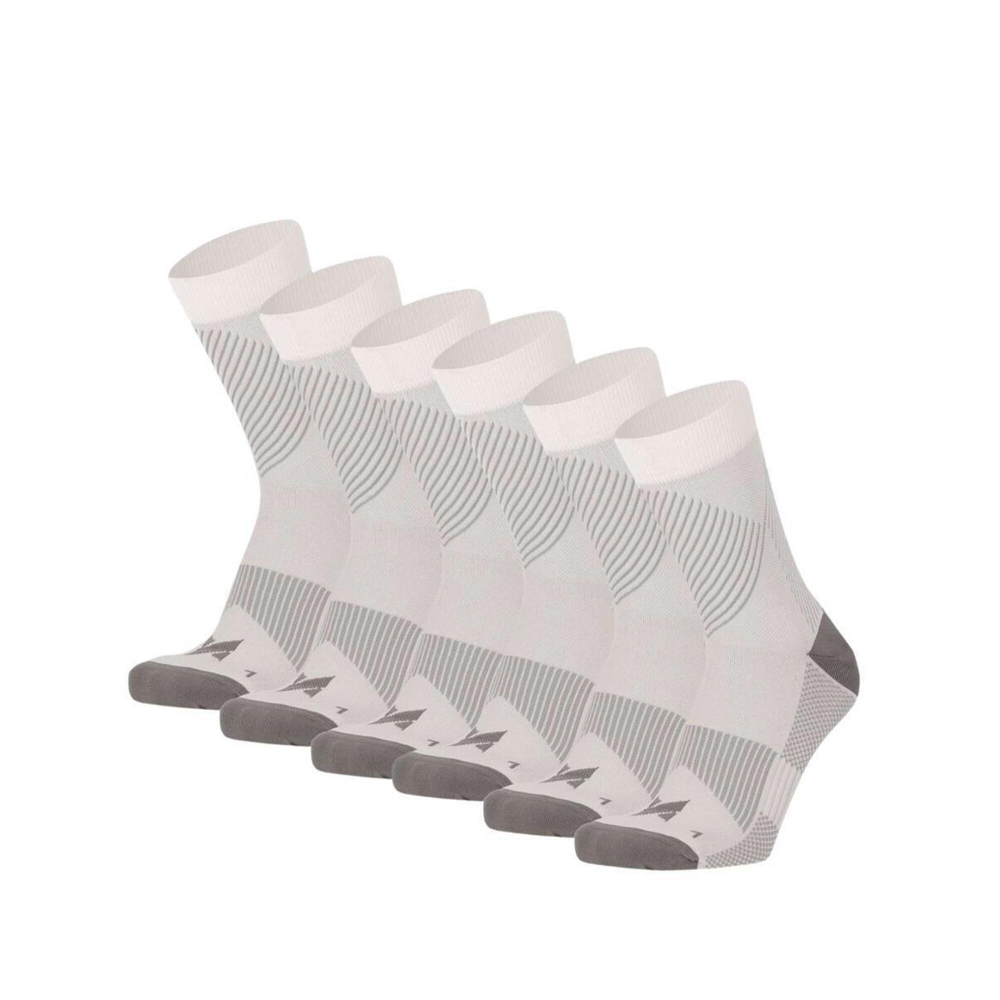 Skarpety kompresyjne do biegania ćwierć 6 szt., białe, wielokolorowe