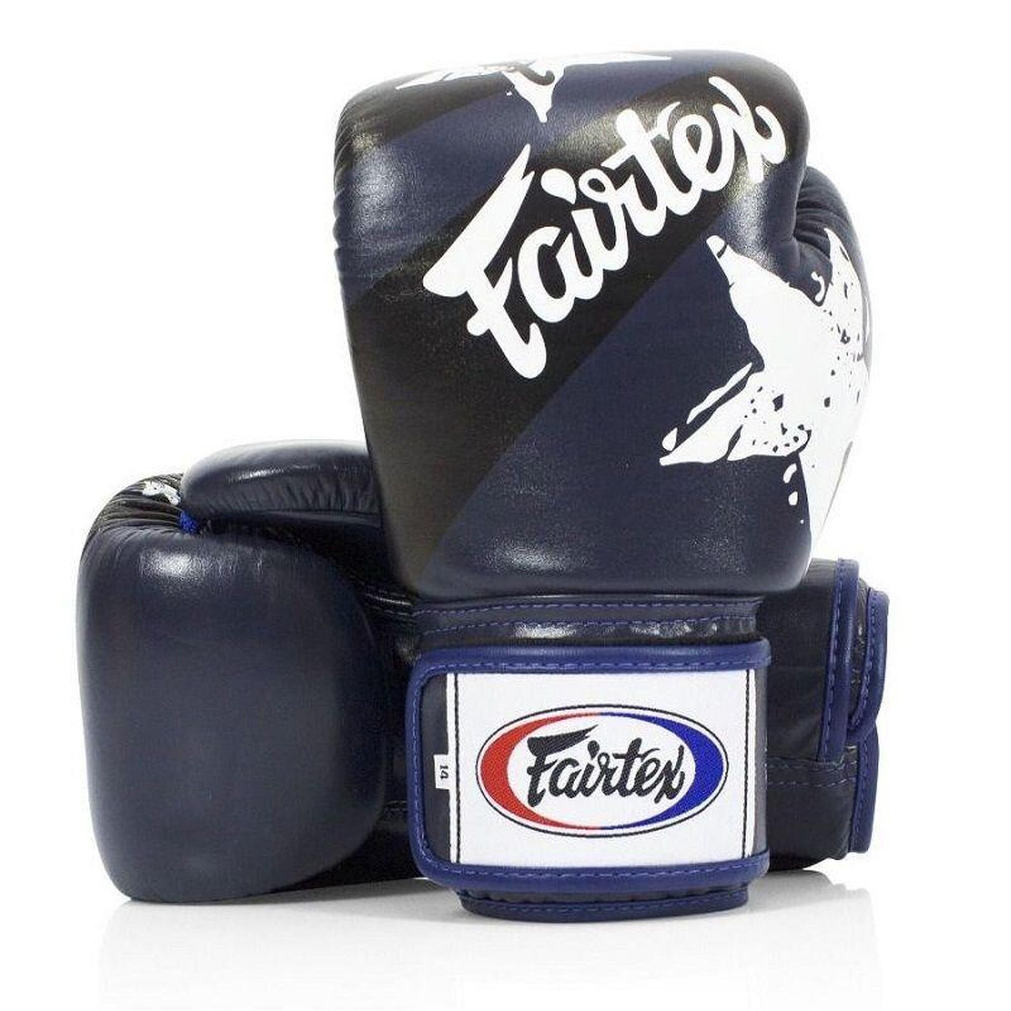 Fairtex Rękawice Bokserskie ze skóry naturalnej BGV1 Nation Niebieskie