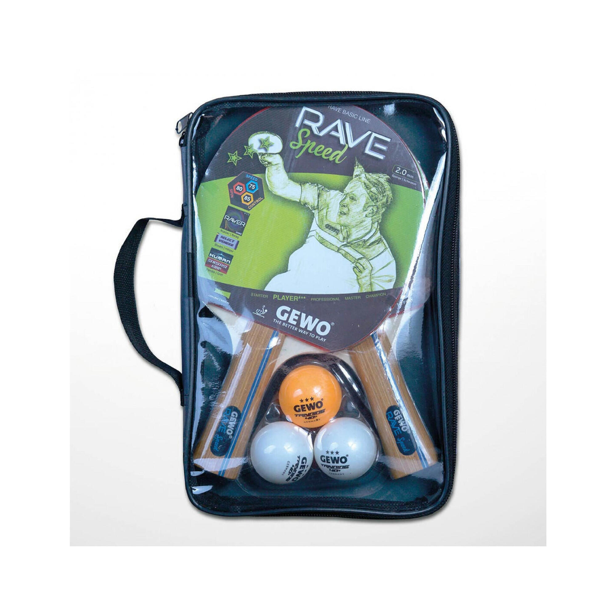 ZESTAW DO TENISA STOŁOWEGO RAKIETKA POKROWIEC 3x PIŁECZKI PREZENTOWY GEWO