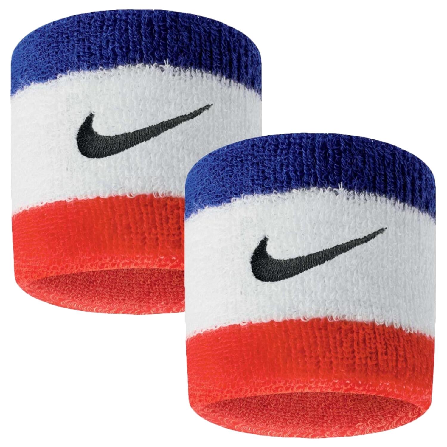 Frotka tenisowa Nike Swoosh Wristbands biała/czerwona/niebieska