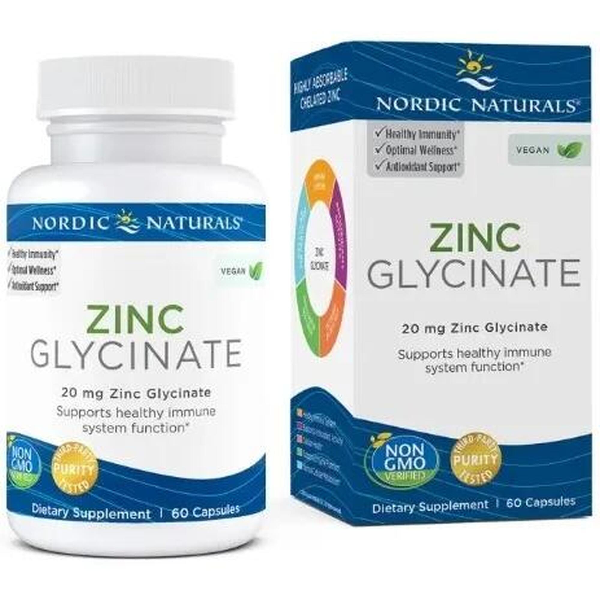 Glicynian Cynku 20 mg Nordic Naturals 60 kapsułek