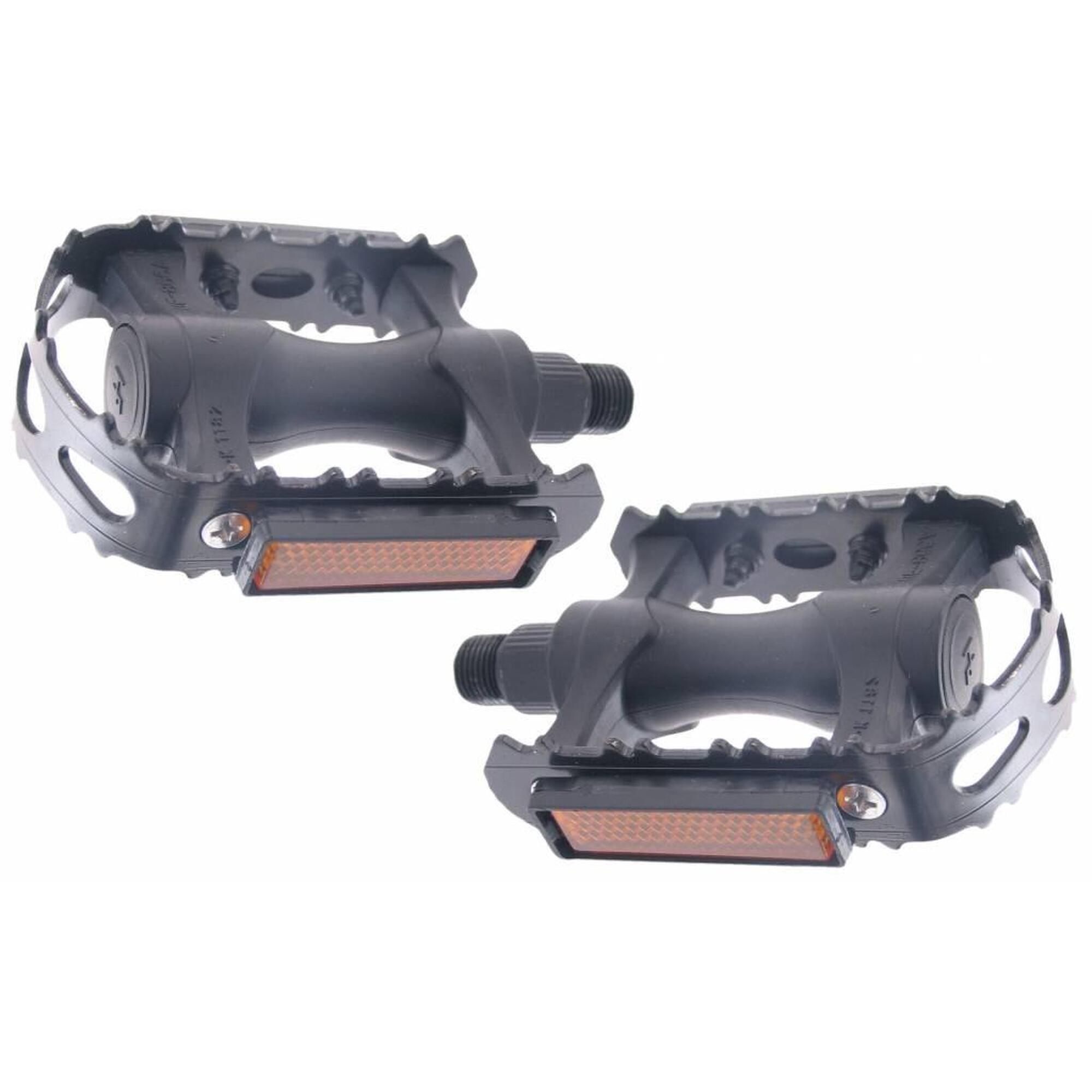 Zestaw Pedałów Mtb Plastik Z Żelazną Krawędzią - Czarny