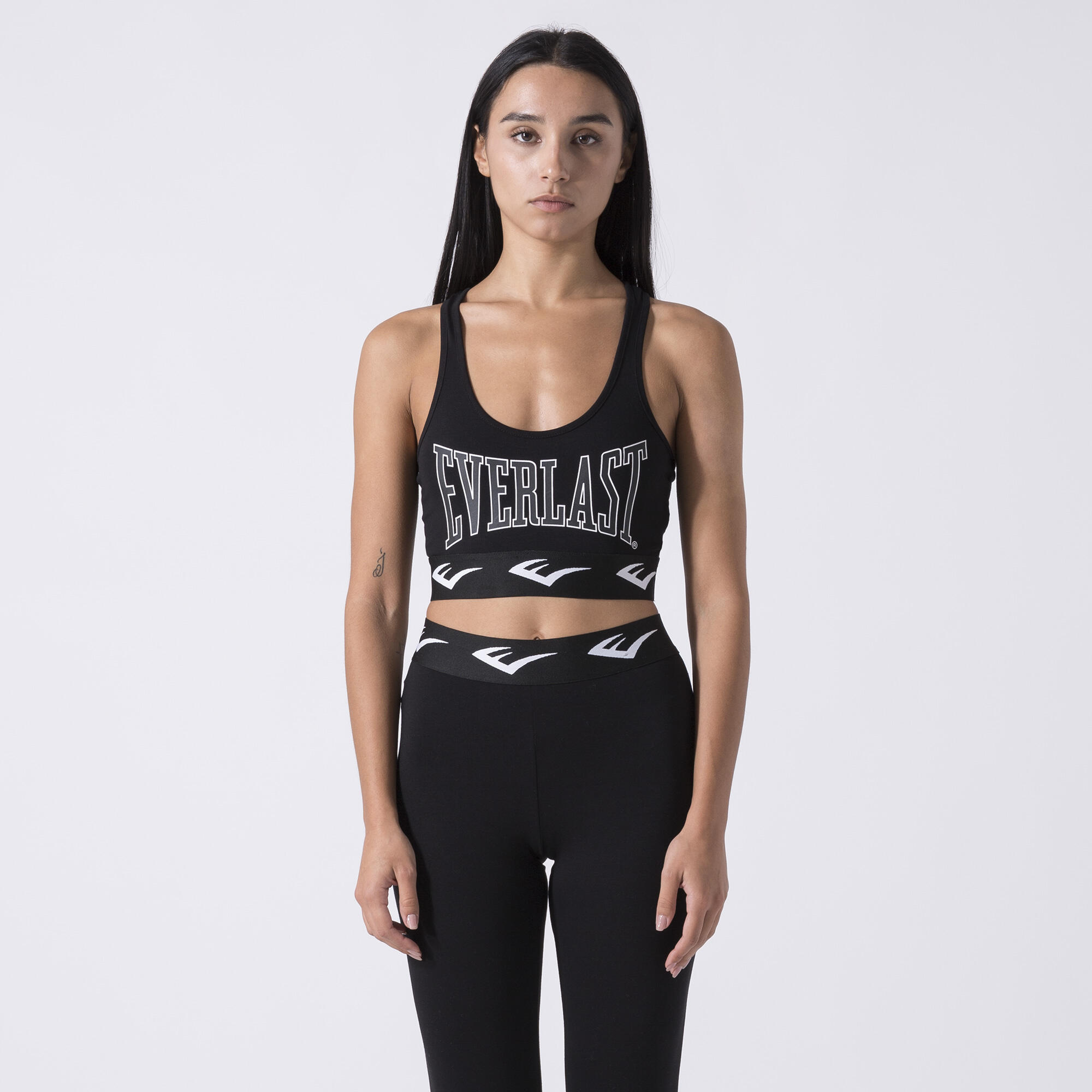 Iconic Crop Top Czarny Bawelna, Elastan