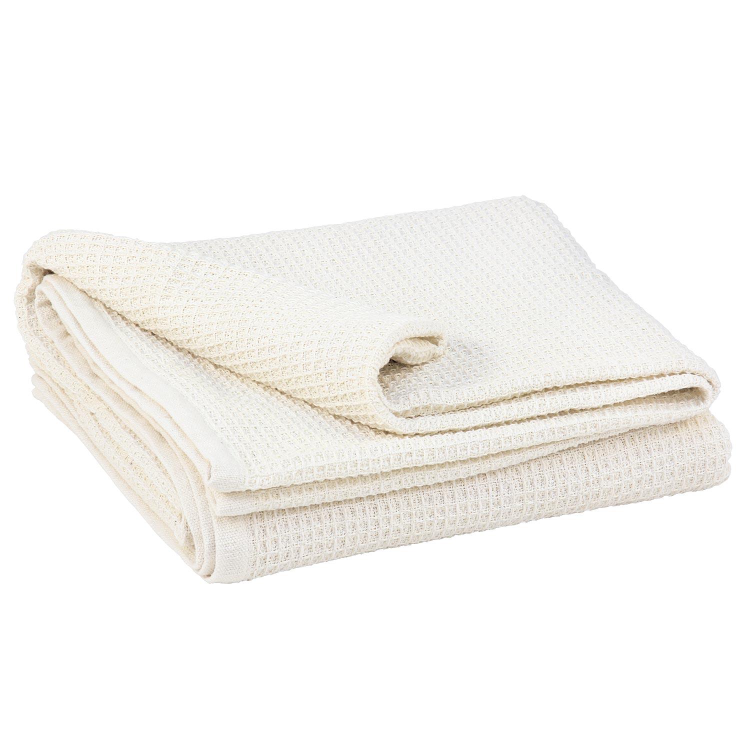 Bawełniany koc do jogi Bodhi Wafle - ecru