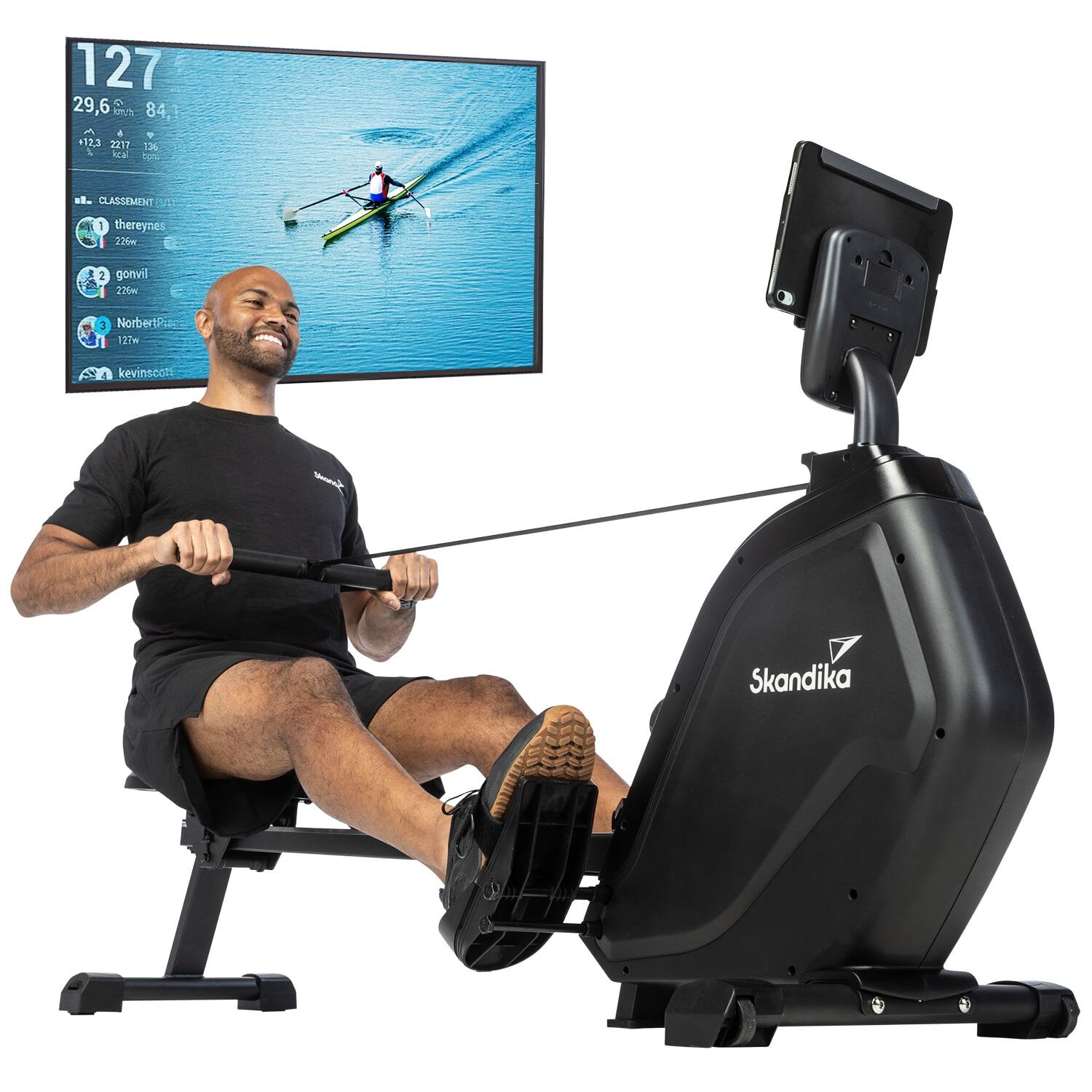 Wioślarz stacjonarny, składany Munin, do 135 kg, z wyświetlaczem LCD