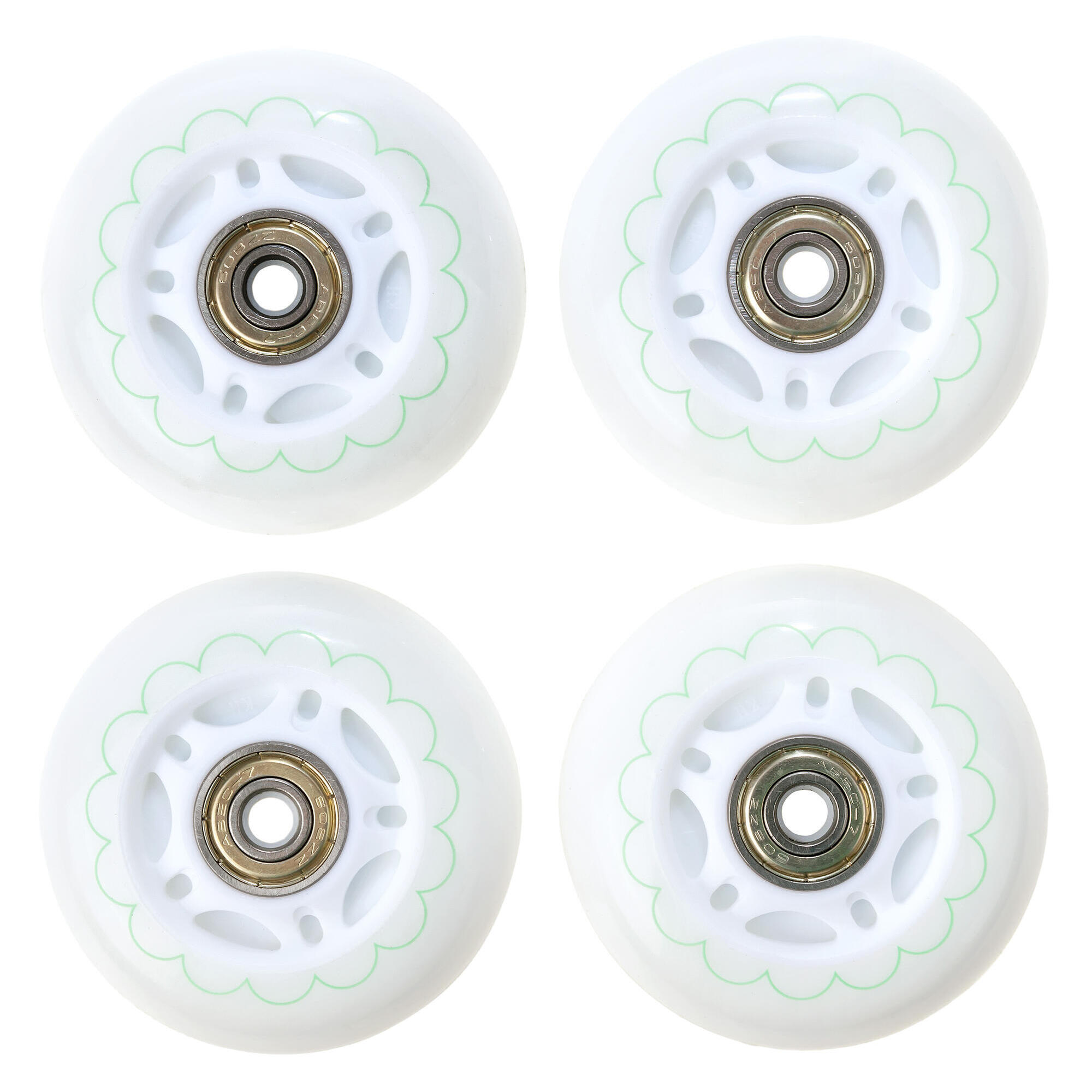 4x Świecące kółka LED + łożyska do rolek Raven Mireia White 70mm