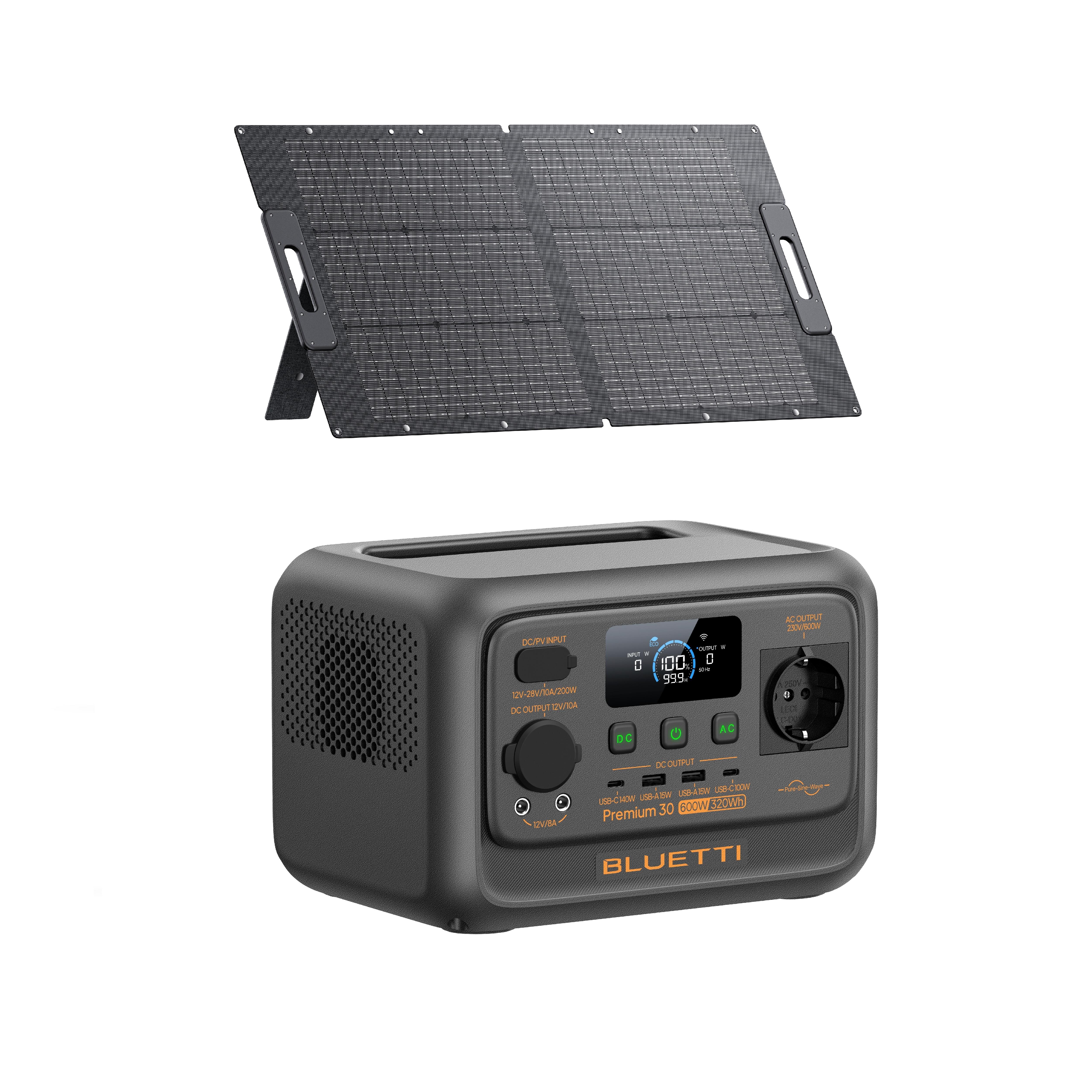 Zestaw stacja zasilania BLUETTI Premium 30 V2 + panel solarny 100 W