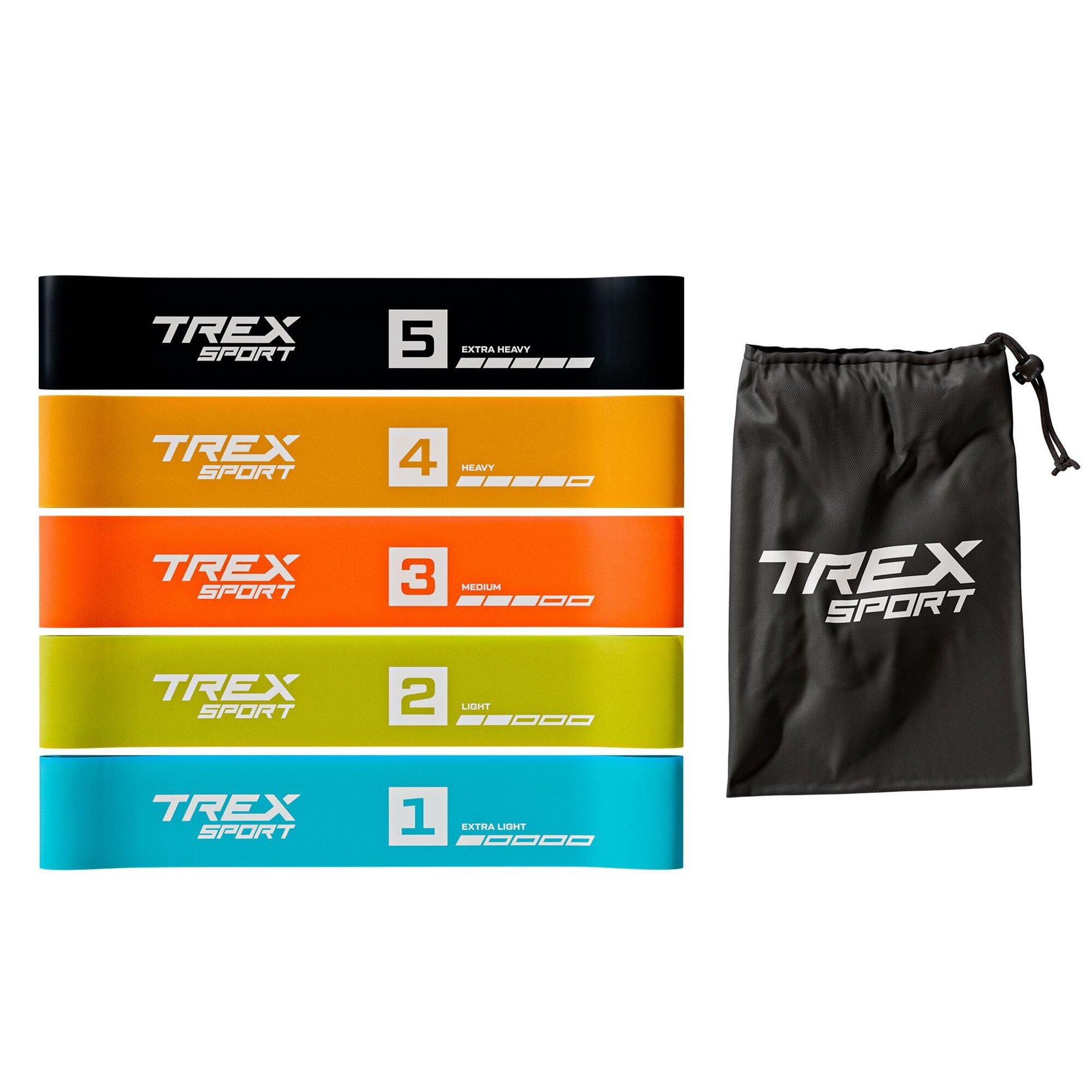Zestaw 5 gum oporowych Trex Sport Miniband Neon 1–18 kg z torbą