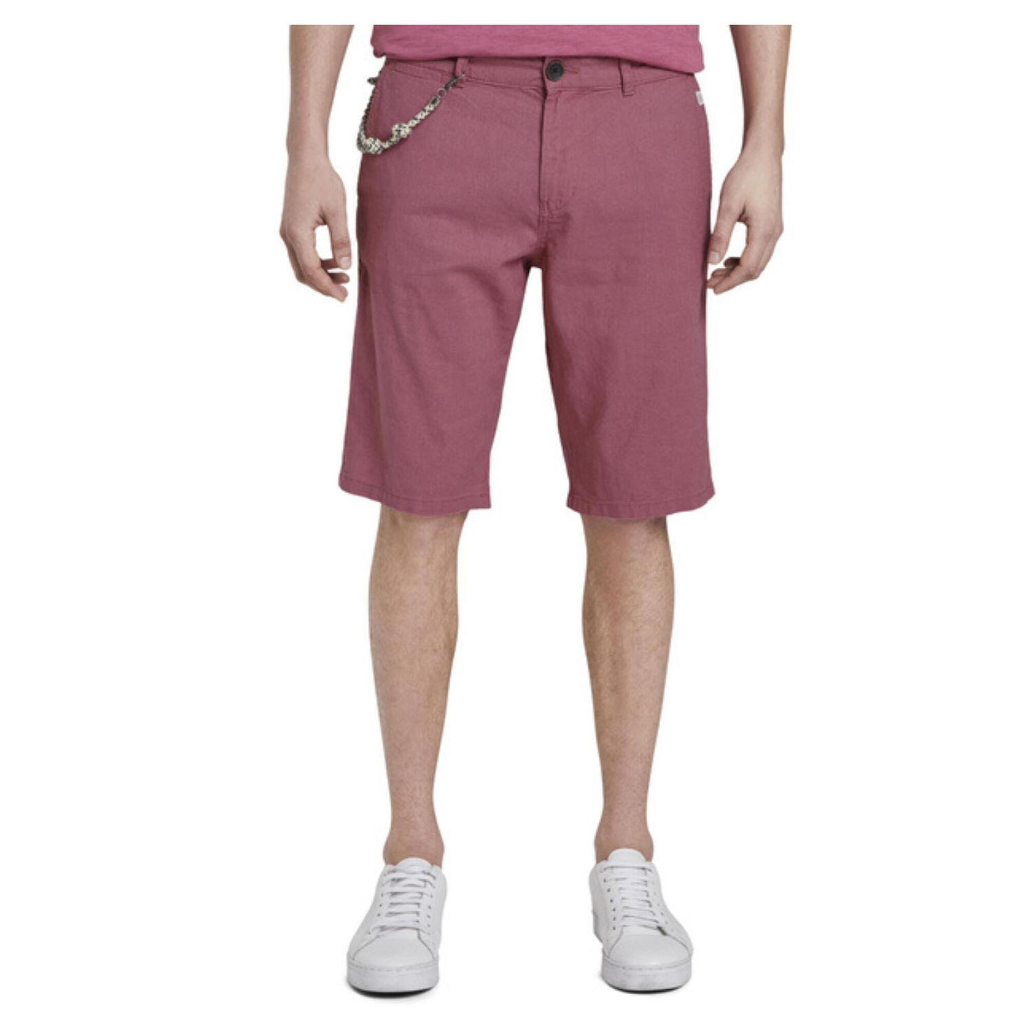 Spodenki męskie Tom Tailor Bermudy szorty lniane różowe