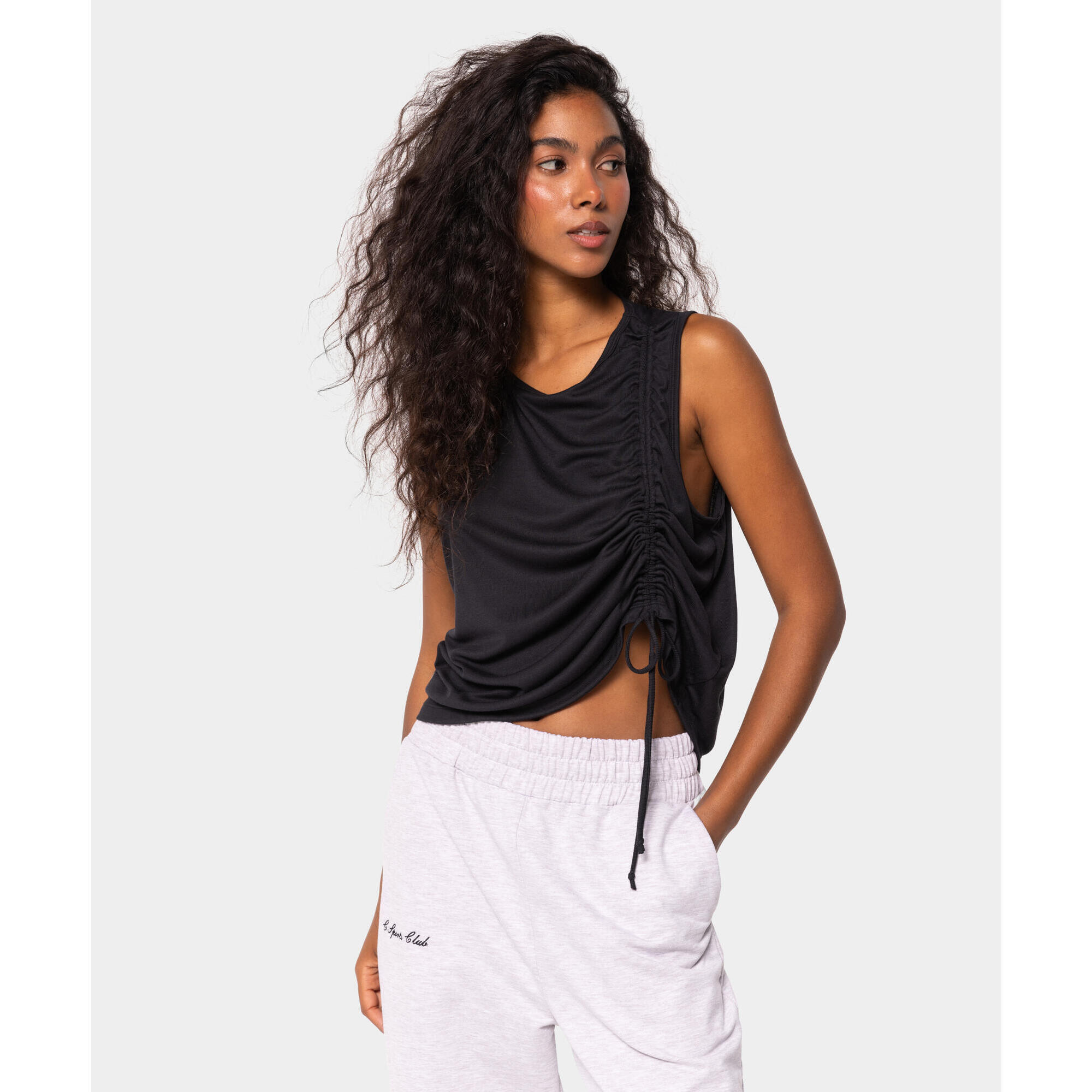 Prążkowany top z marszczeniem dla kobiet na siłownię Carpatree