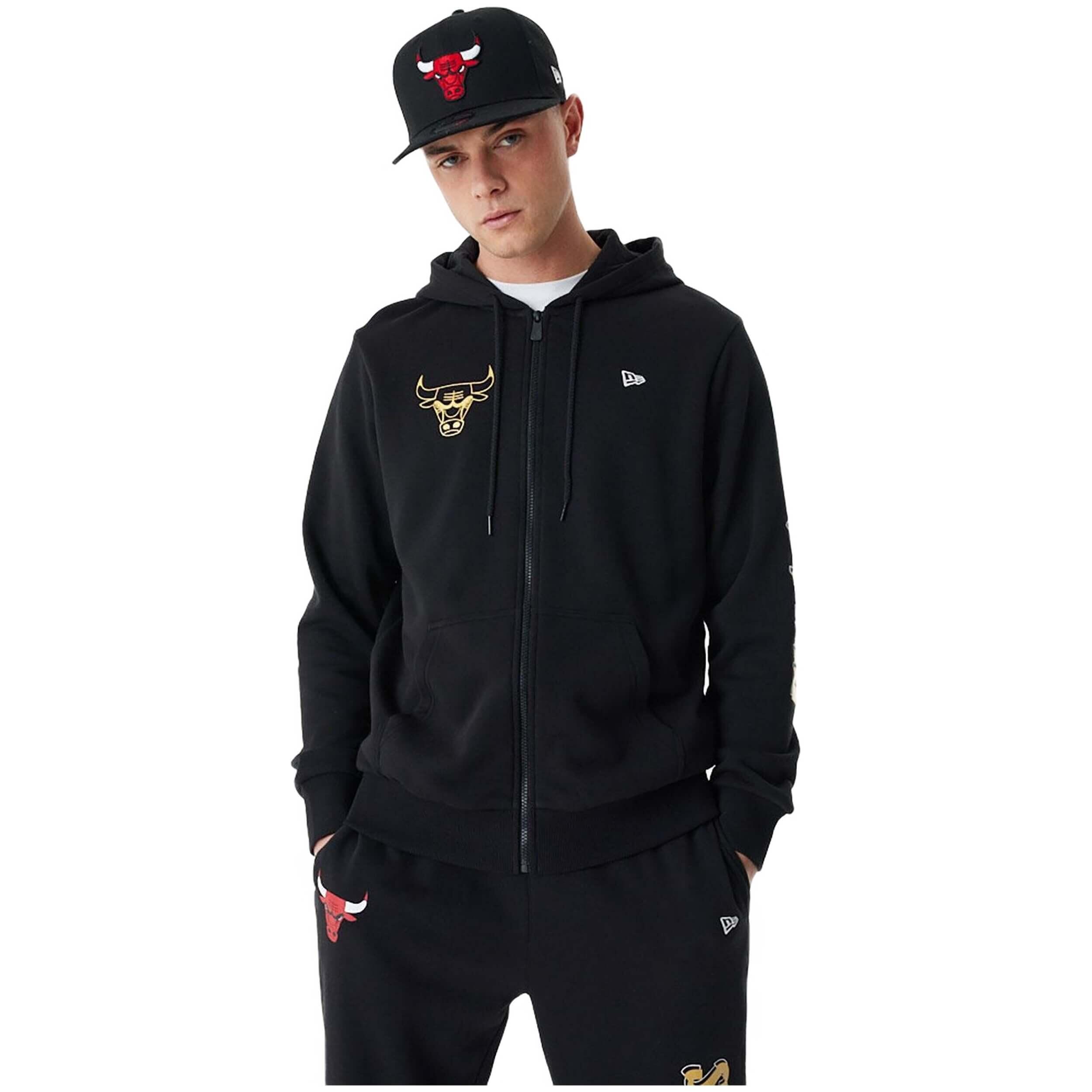 Bluza męska New Era Team Script FZ Hoody Chicago Bulls