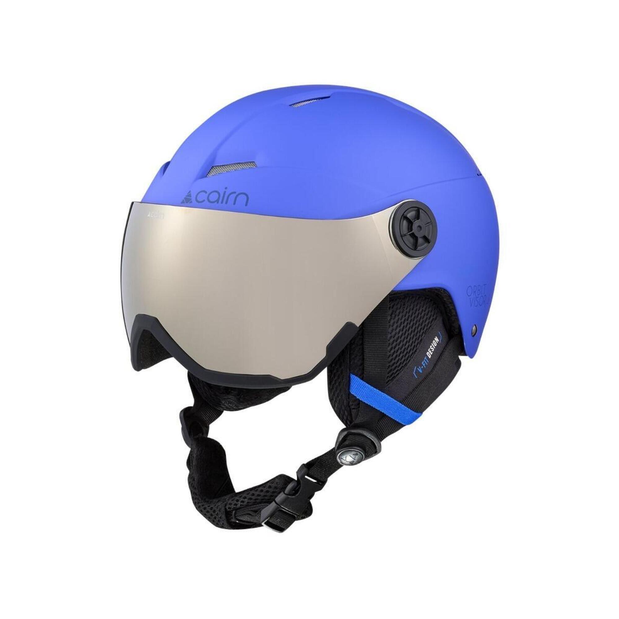 Kask narciarski dla dzieci z daszkiem – Orbit Visor – matowy niebieski
