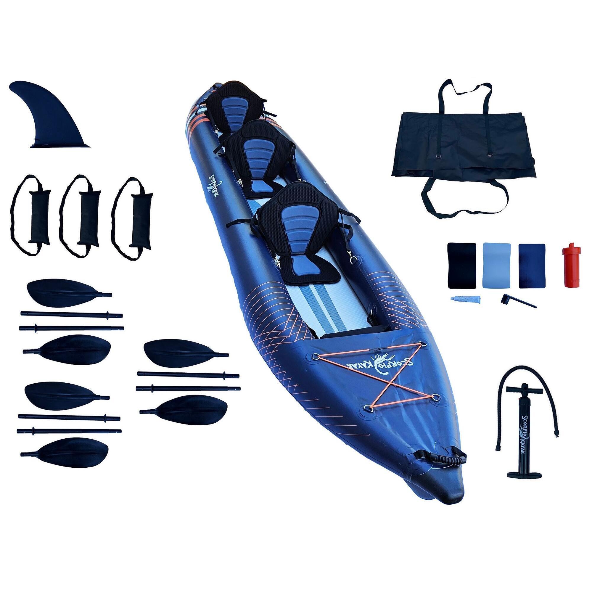 Trzyosobowy kajak pompowany z podłogą dropstitch Scorpio kayak Hybrid III