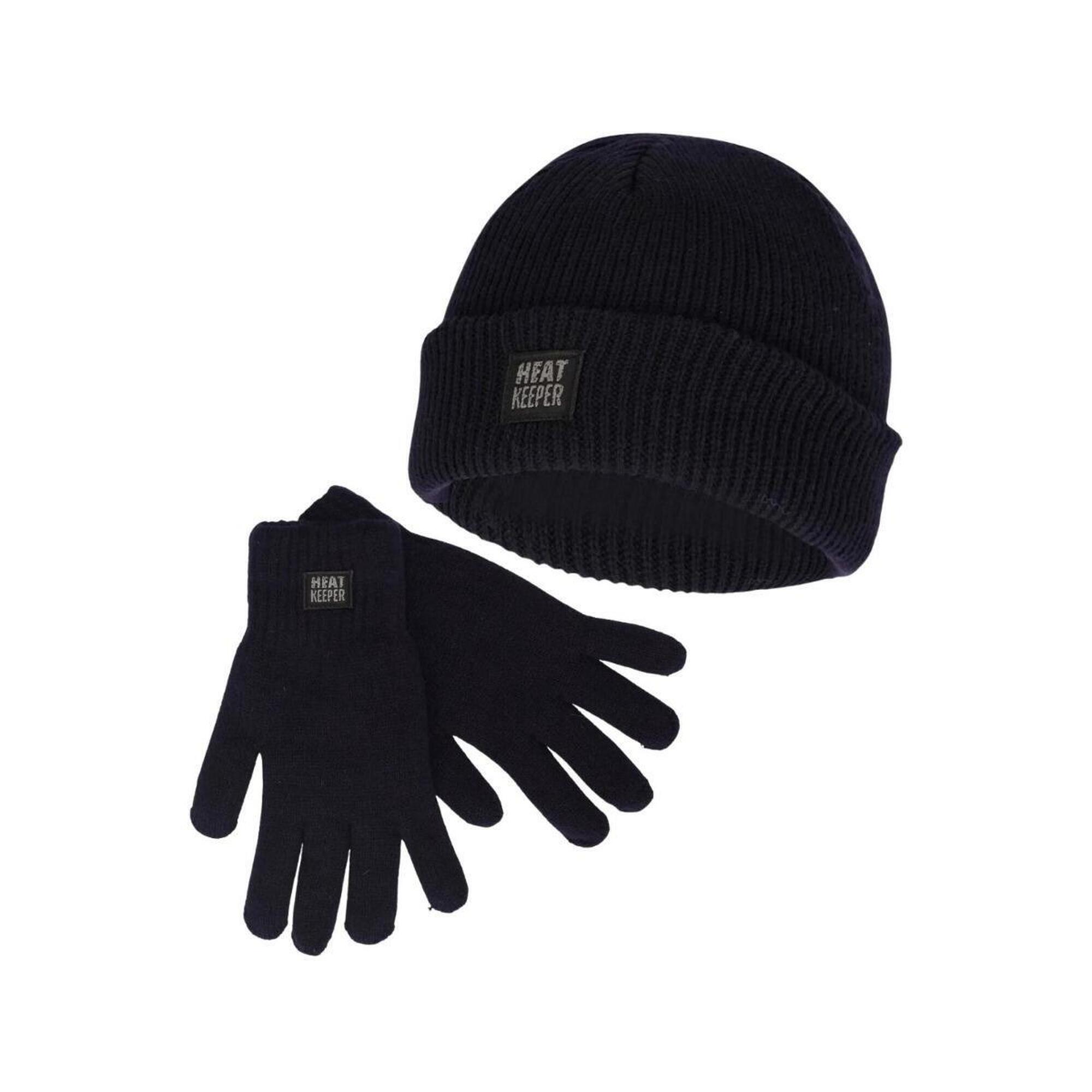 Zestaw zimowy Heatkeeper dla mężczyzn – czapka + rękawiczki – granatowy
