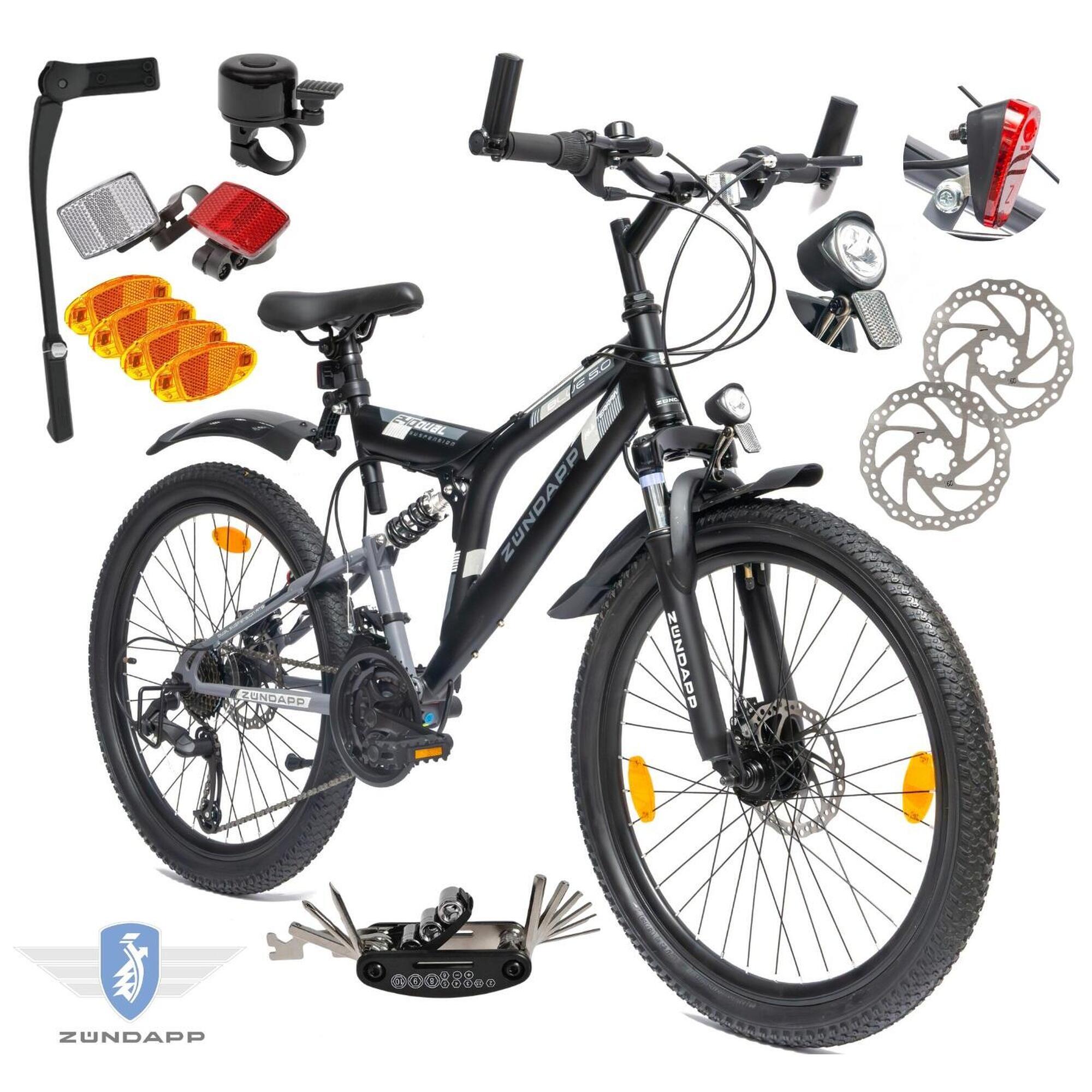 Rower Chłopięcy Górski Dziecięcy 24" MTB Amory Tarcze Oświetlenie Dynamo