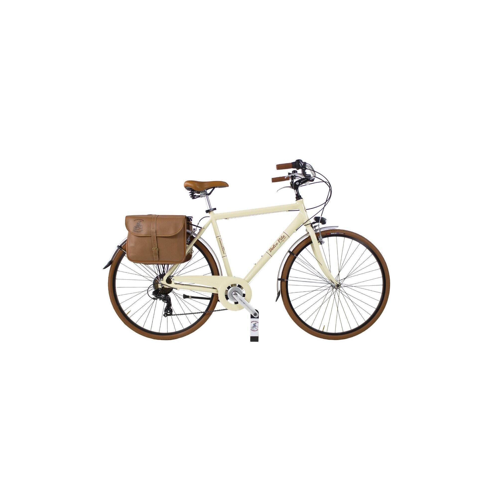 Rower miejski Dolce Vita by Canellini mężczyzn z torbami - Kremowy