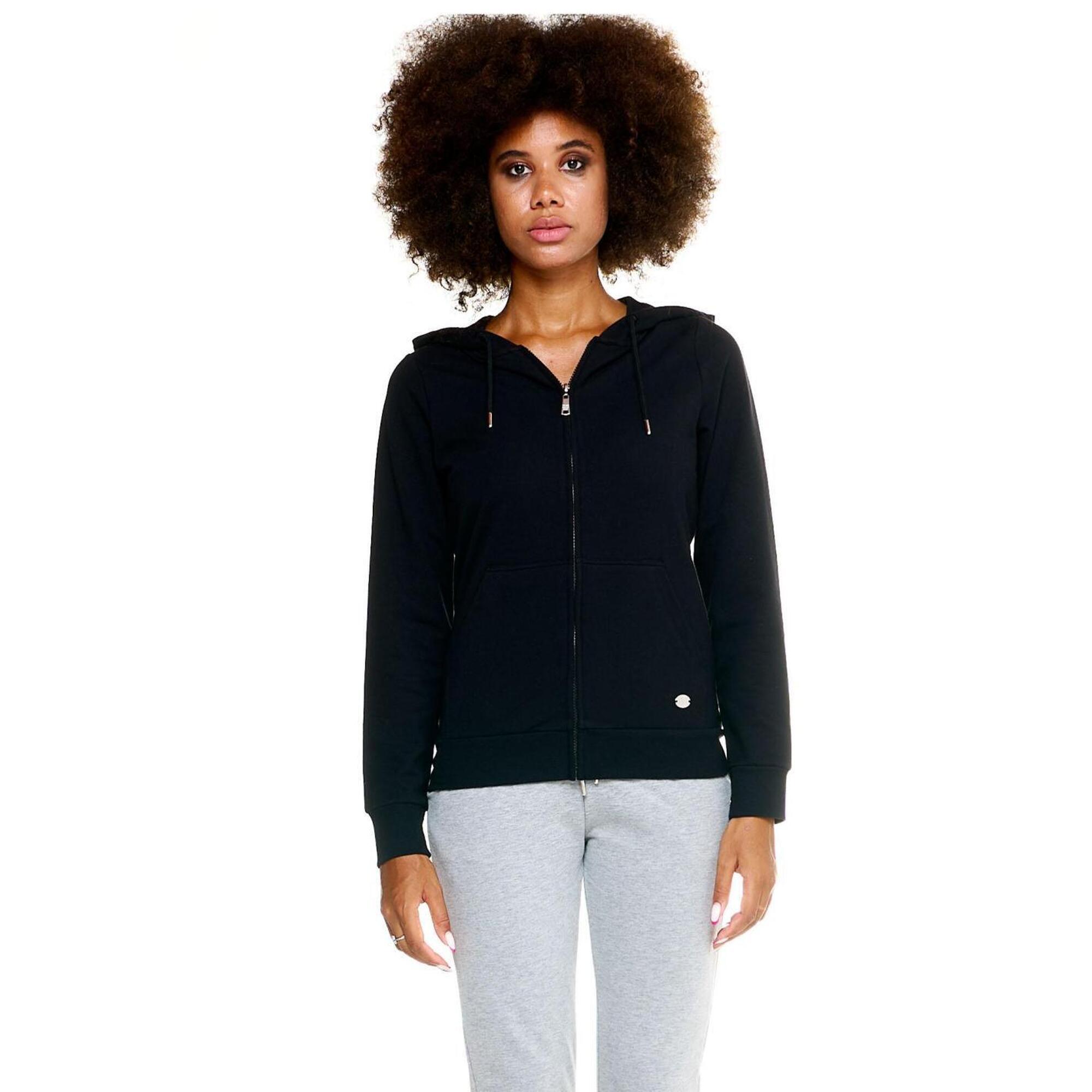 Damska bluza Leone z kapturem Basic zapinanym na zamek na całej długości