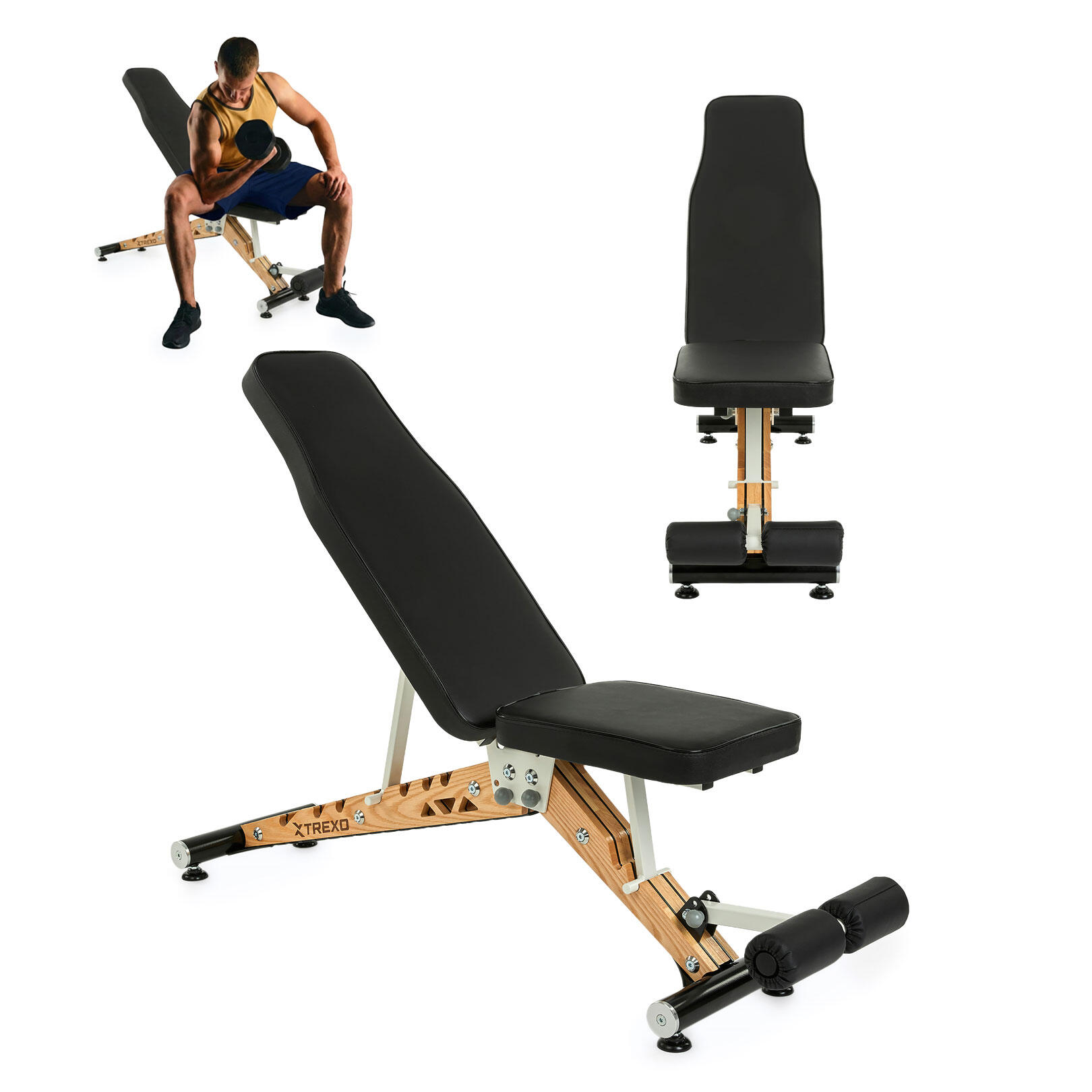 Ławka treningowa XTREXO Regulowana Leszy drewniana