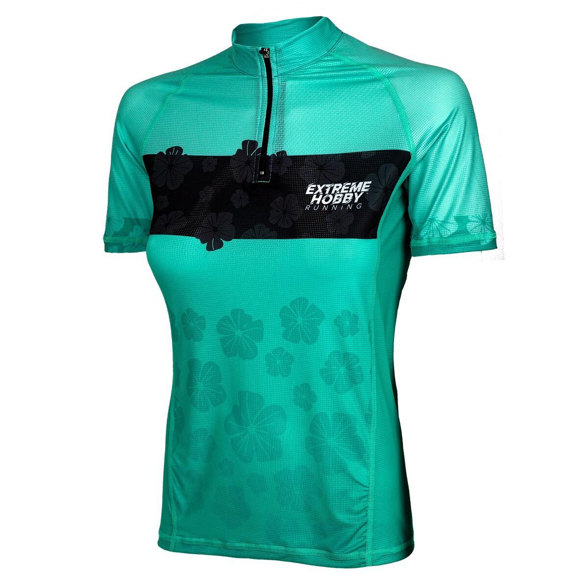 Koszulka biegowa damska z zamkiem i krótkim rękawem EXTREME HOBBY FLOWERS