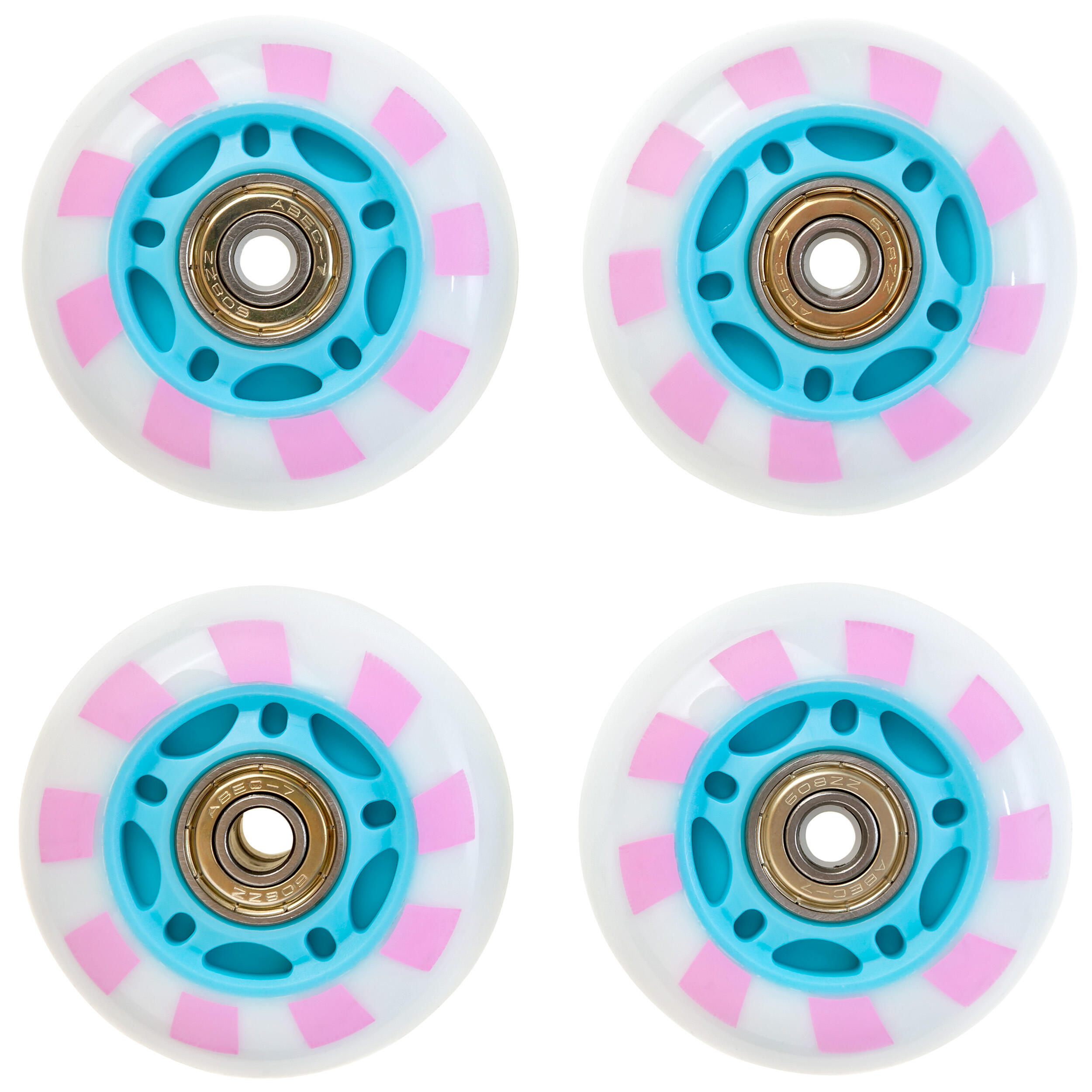 4x Świecące kółka LED + łożyska do rolek Raven Caramell 64mm PU