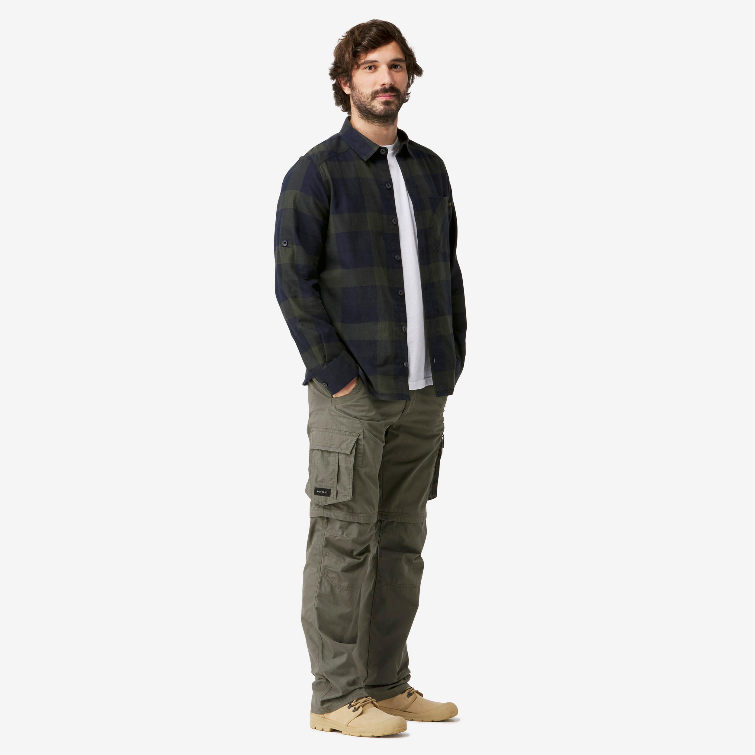 Koszula turystyczna męska z długim rękawem Travel 500 Warm