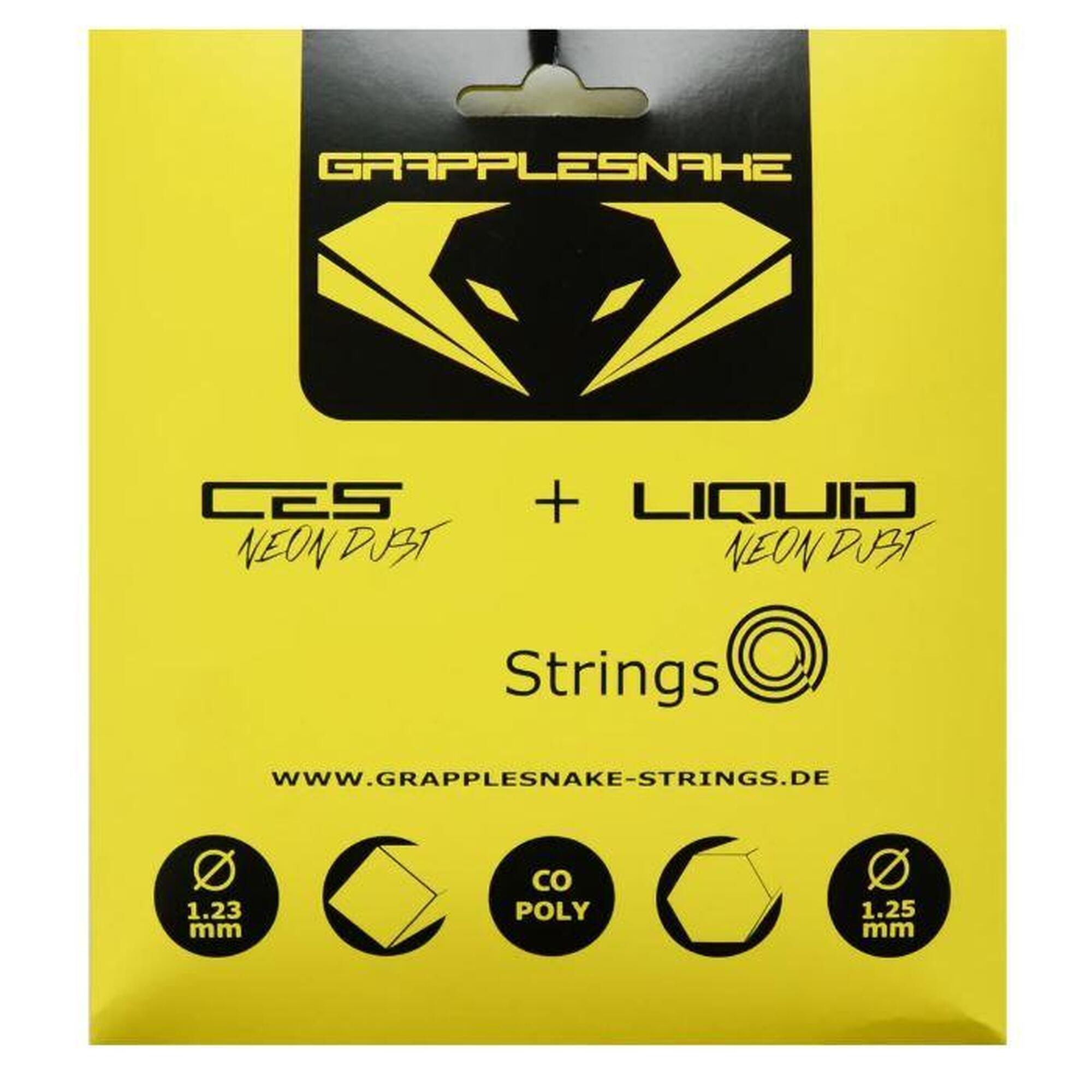 Naciąg tenisowy Grapplesnake Neon Dust Liquid/CES Hybrid 1,23/1,25 żółty