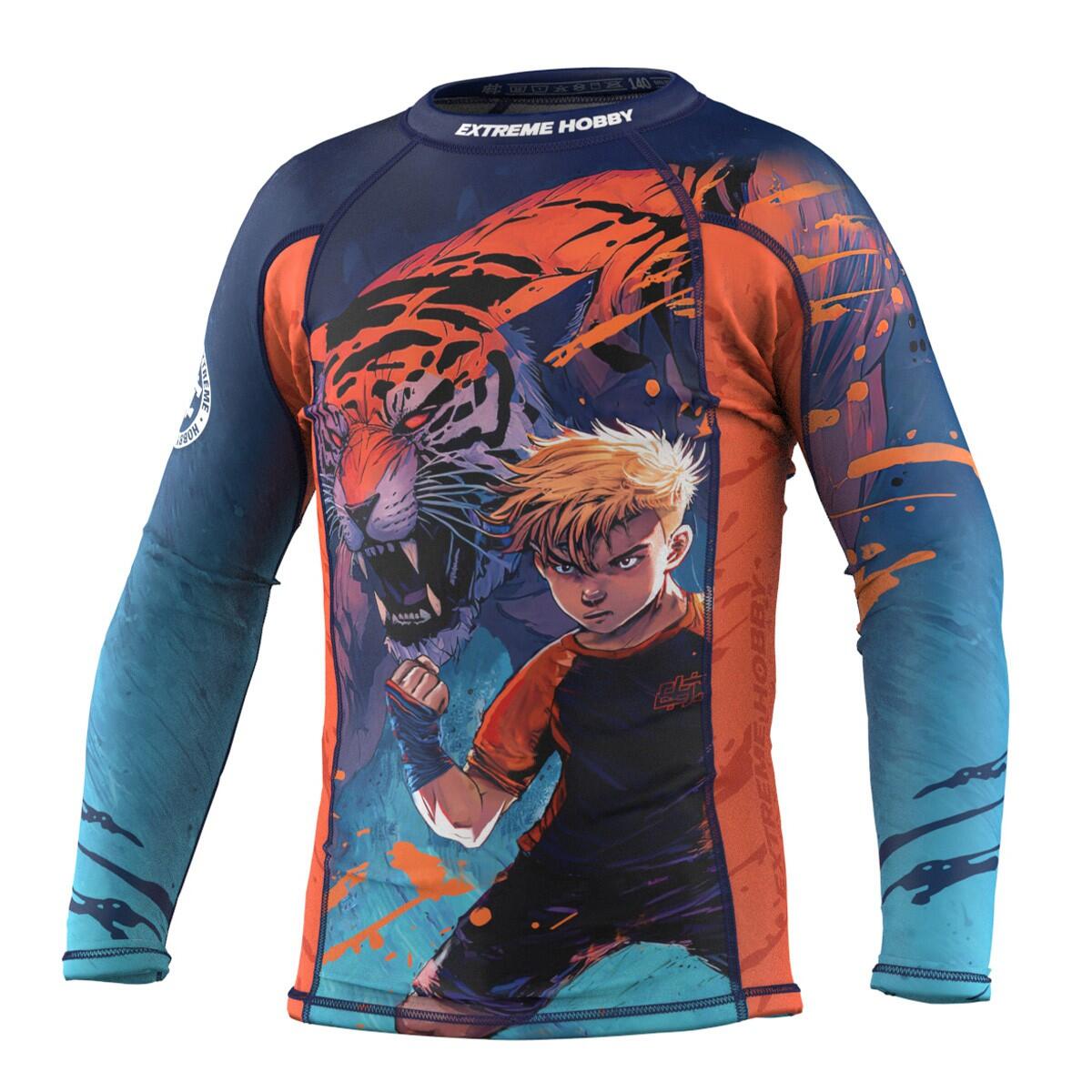 Koszulka Rashguard dla dzieci długi rękaw MMA EXTREME HOBBY TIGER