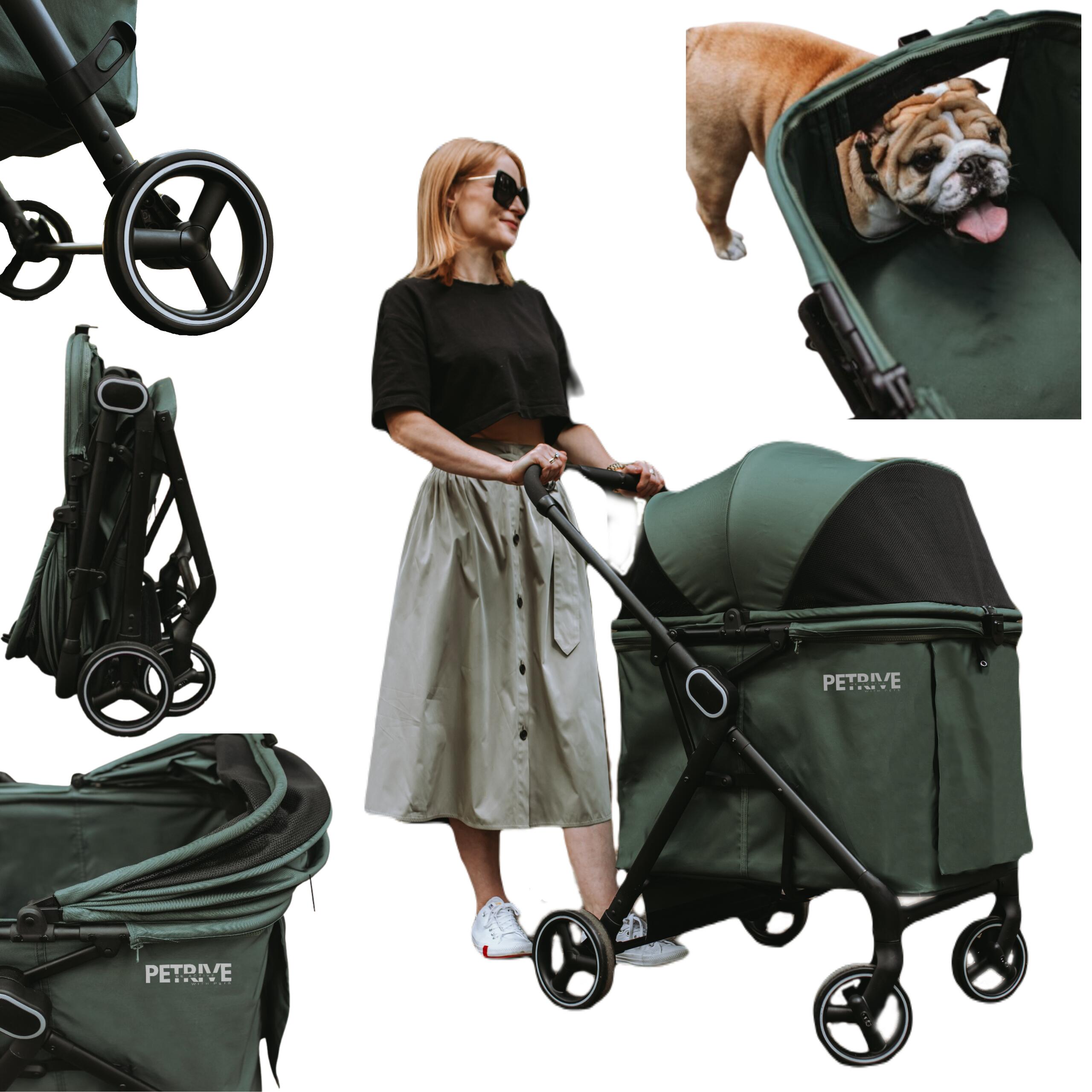 Duży wózek dla psa lub kota B.RIDER zielony do 30 kg