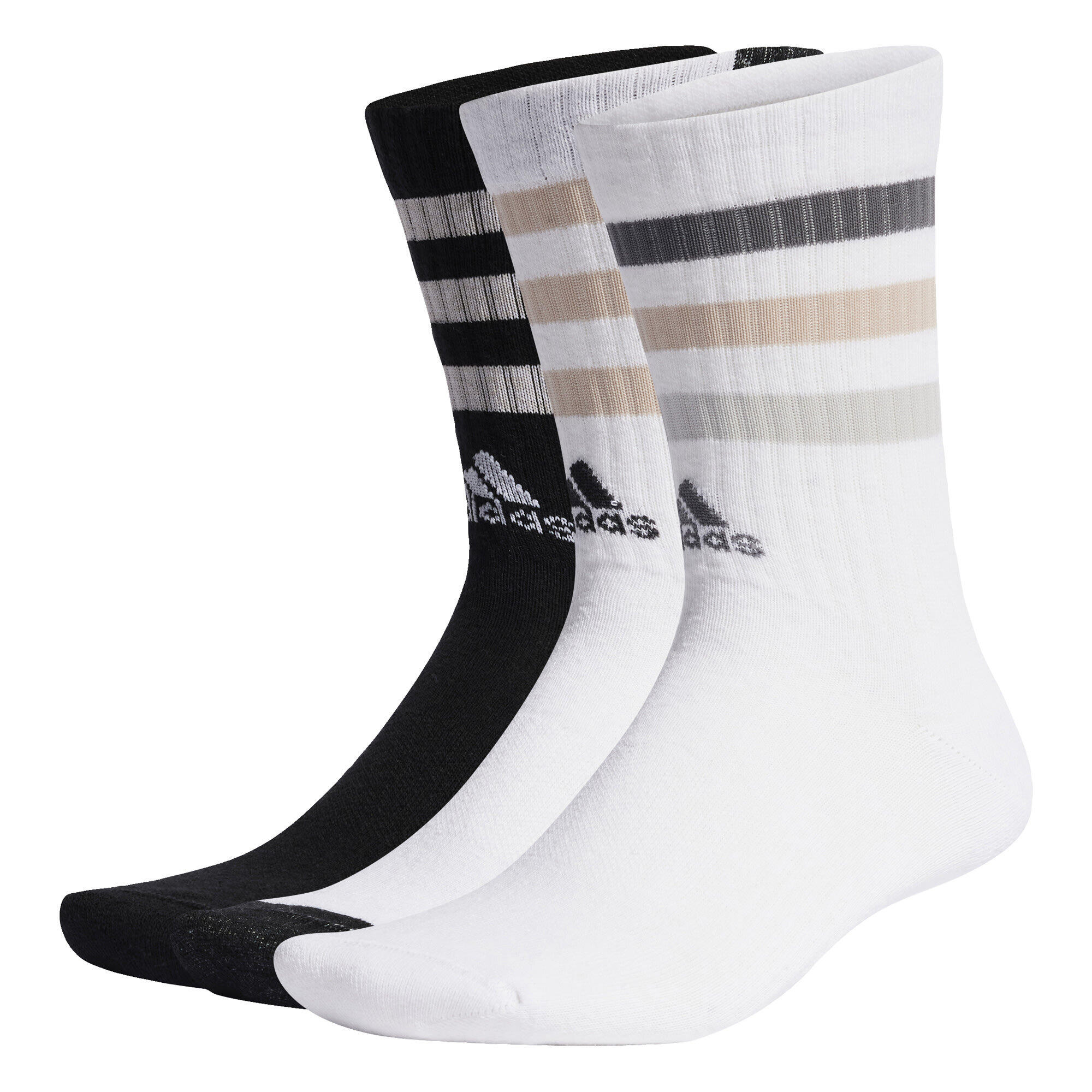 Bold 3-Stripes Cushioned Crew Socks 3 Pairs